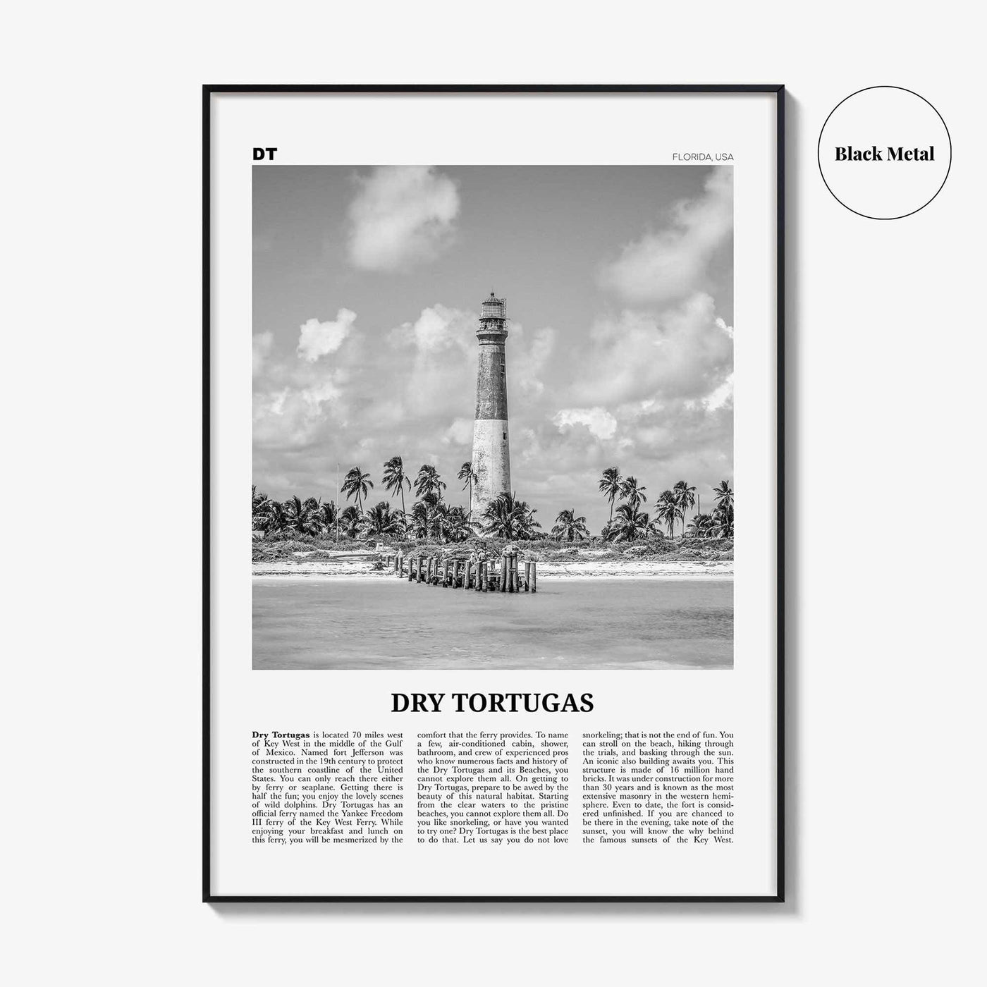 Dry Tortugas National Park Print Black and White, Dry Tortugas Wall Art, Dry Tortugas Poster, Dry Tortugas Photo, Florida, USA