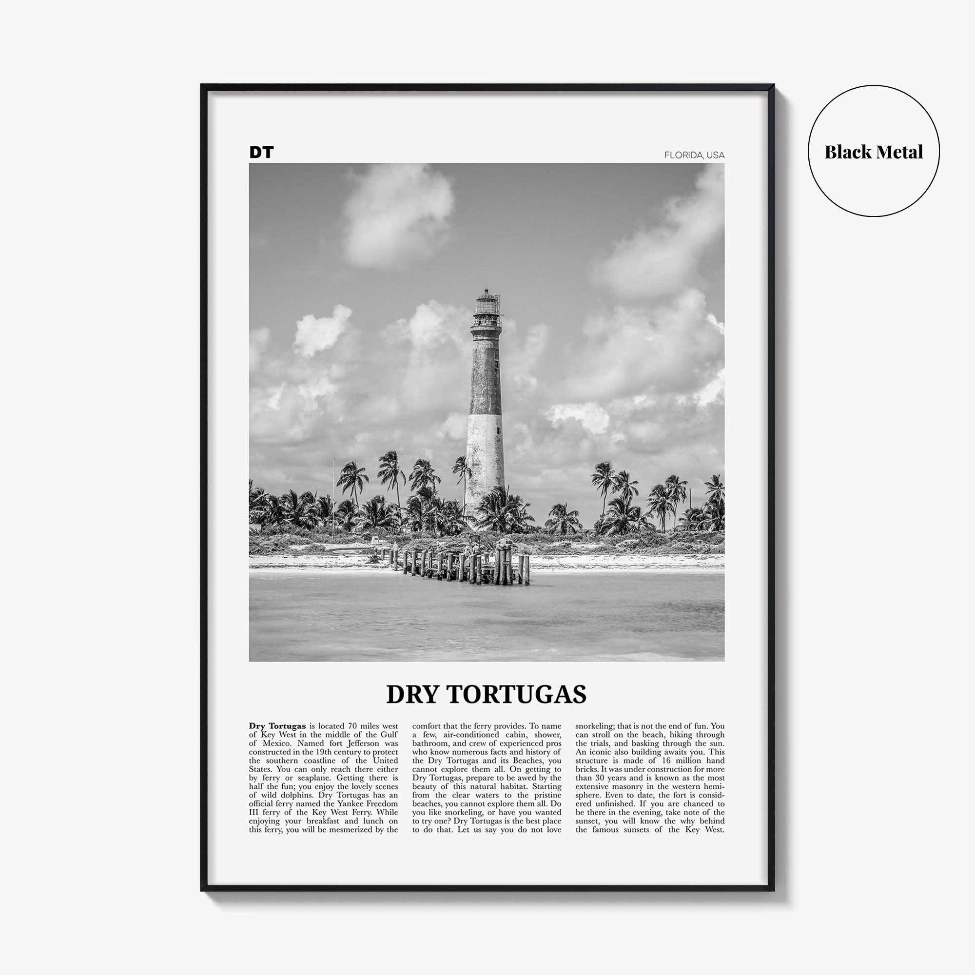Dry Tortugas National Park Print Black and White, Dry Tortugas Wall Art, Dry Tortugas Poster, Dry Tortugas Photo, Florida, USA
