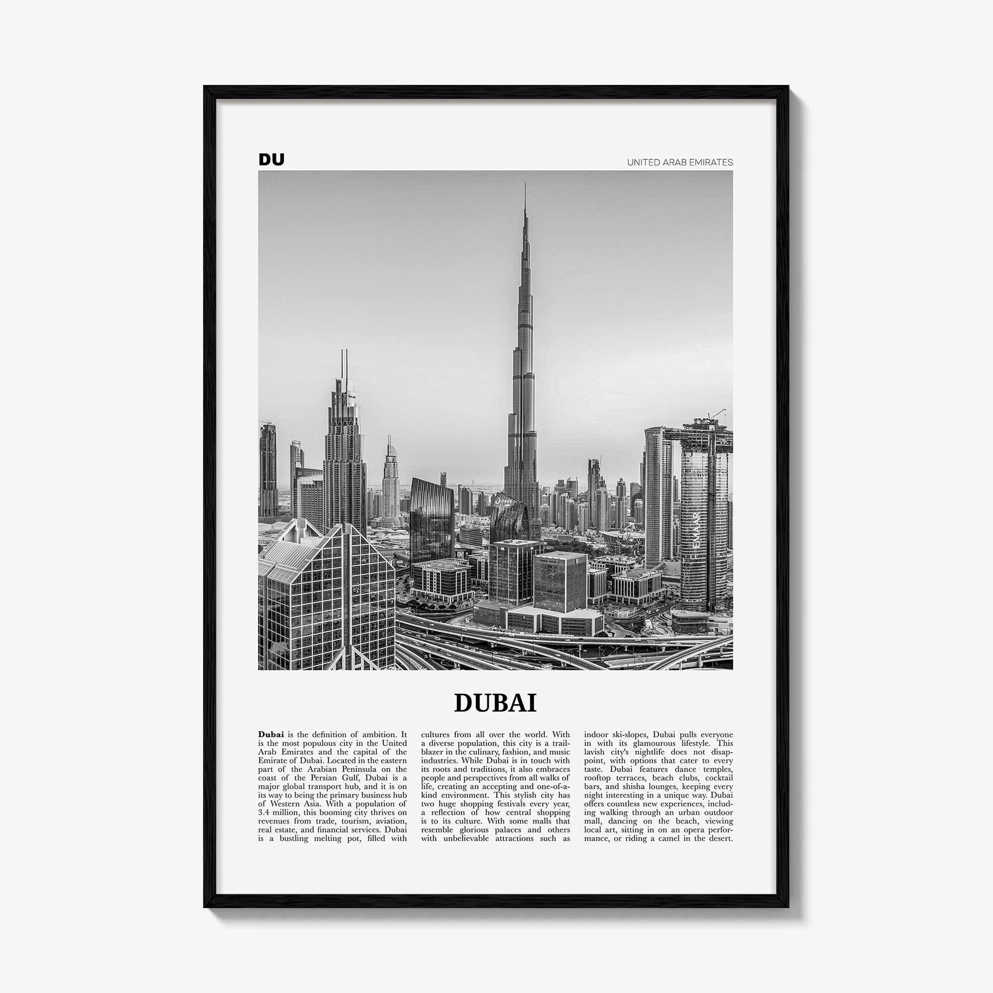 Dubai Print Black and White No 2, Dubai Wall Art, Dubai Poster, Dubai Photo, Dubai Wall Decor, UAE, United Arab Emirates, دبي, Dubay