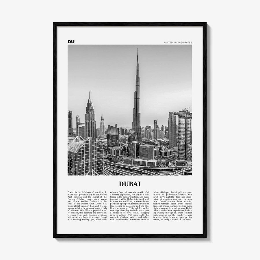Dubai Print Black and White No 2, Dubai Wall Art, Dubai Poster, Dubai Photo, Dubai Wall Decor, UAE, United Arab Emirates, دبي, Dubay