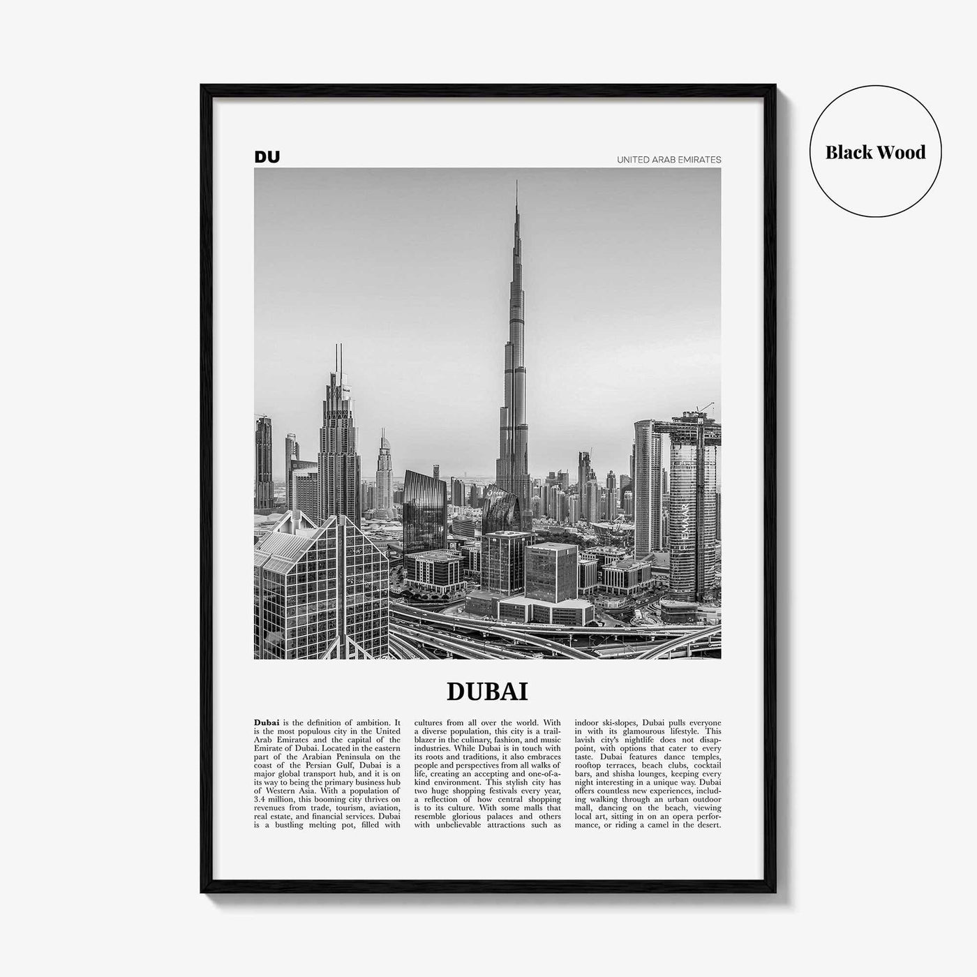 Dubai Print Black and White No 2, Dubai Wall Art, Dubai Poster, Dubai Photo, Dubai Wall Decor, UAE, United Arab Emirates, دبي, Dubay