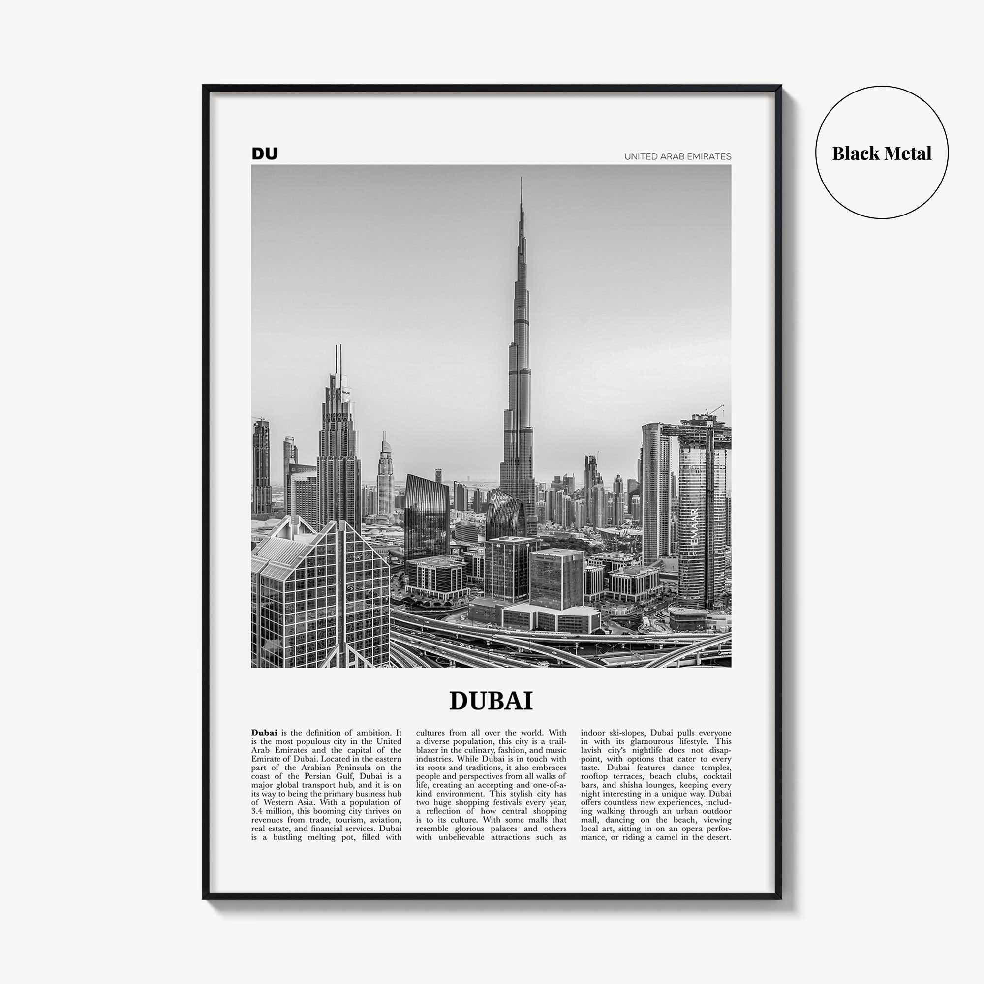 Dubai Print Black and White No 2, Dubai Wall Art, Dubai Poster, Dubai Photo, Dubai Wall Decor, UAE, United Arab Emirates, دبي, Dubay