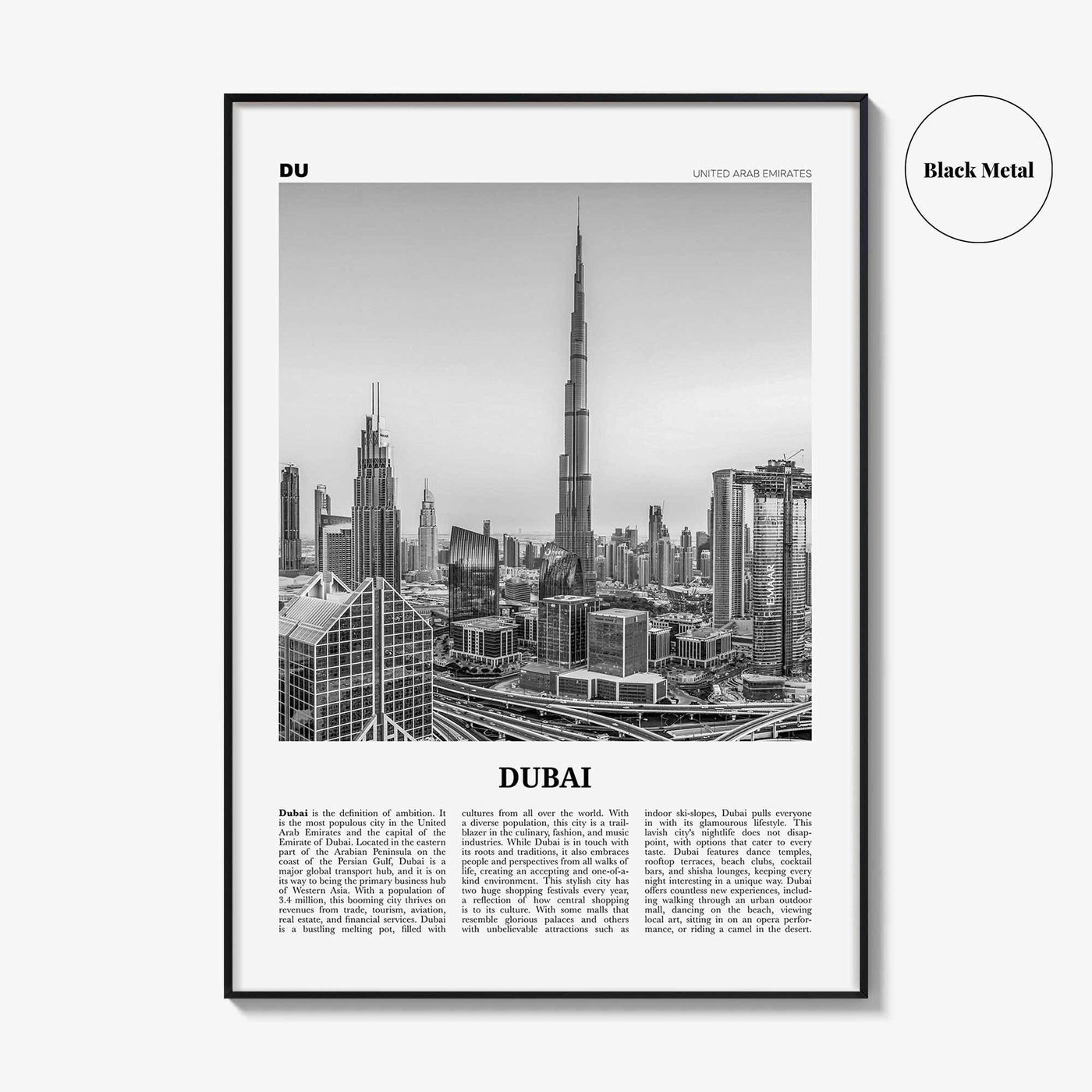 Dubai Print Black and White No 2, Dubai Wall Art, Dubai Poster, Dubai Photo, Dubai Wall Decor, UAE, United Arab Emirates, دبي, Dubay
