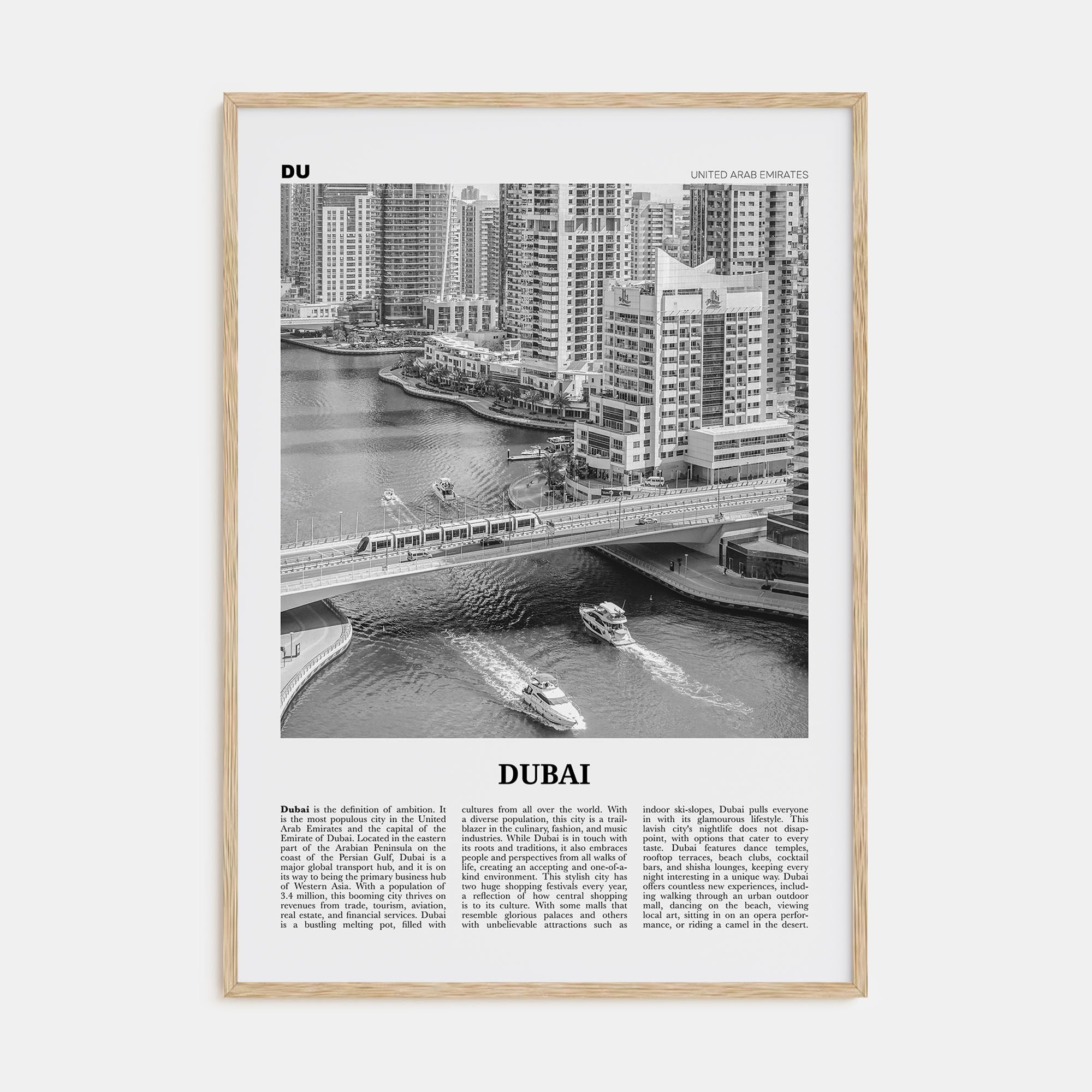 Dubai Travel B&W No 3 Poster