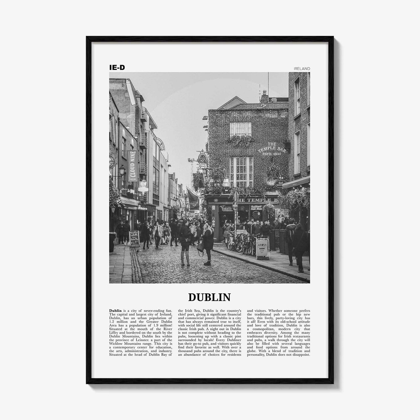 Dublin Print Black and White No 1, Dublin Wall Art, Dublin Poster, Dublin Photo, Dublin Wall Decor, City Art Print, Ireland, Leinster