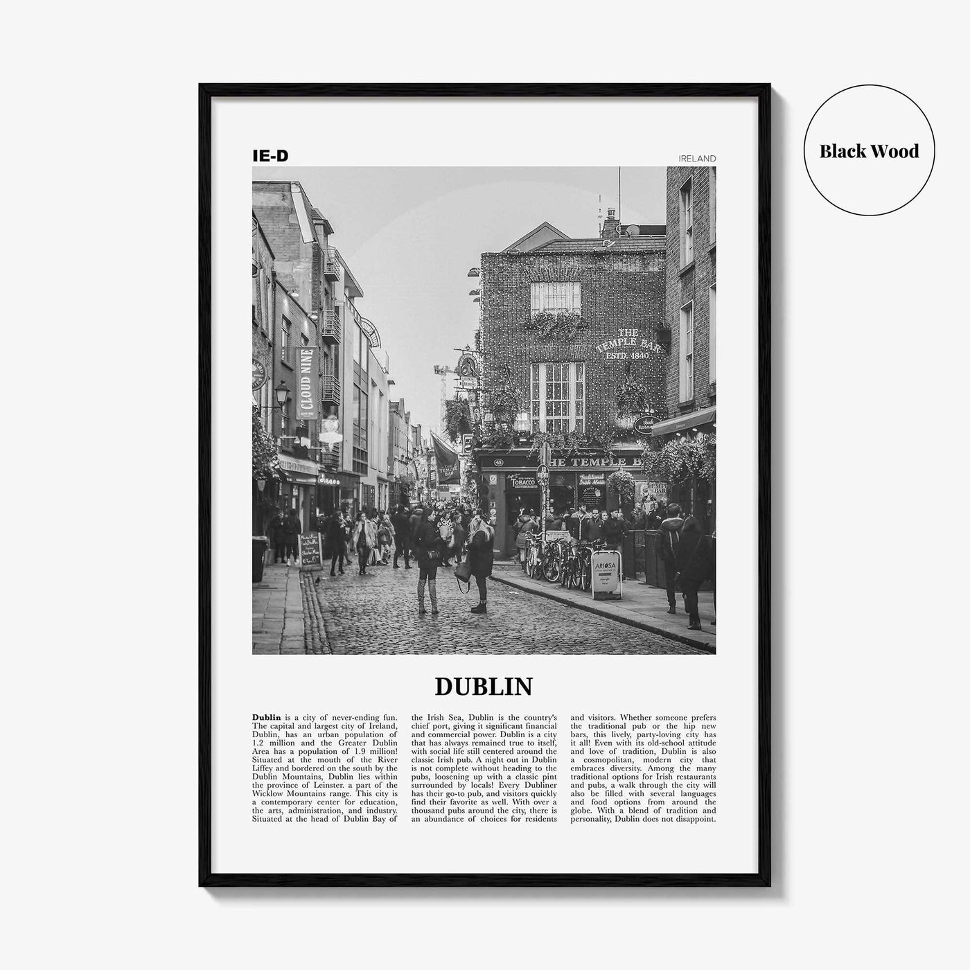 Dublin Print Black and White No 1, Dublin Wall Art, Dublin Poster, Dublin Photo, Dublin Wall Decor, City Art Print, Ireland, Leinster