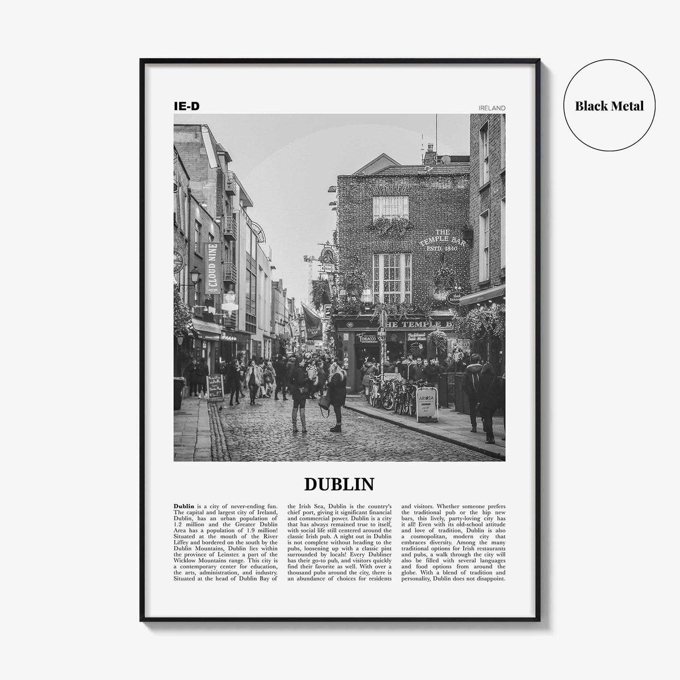 Dublin Print Black and White No 1, Dublin Wall Art, Dublin Poster, Dublin Photo, Dublin Wall Decor, City Art Print, Ireland, Leinster