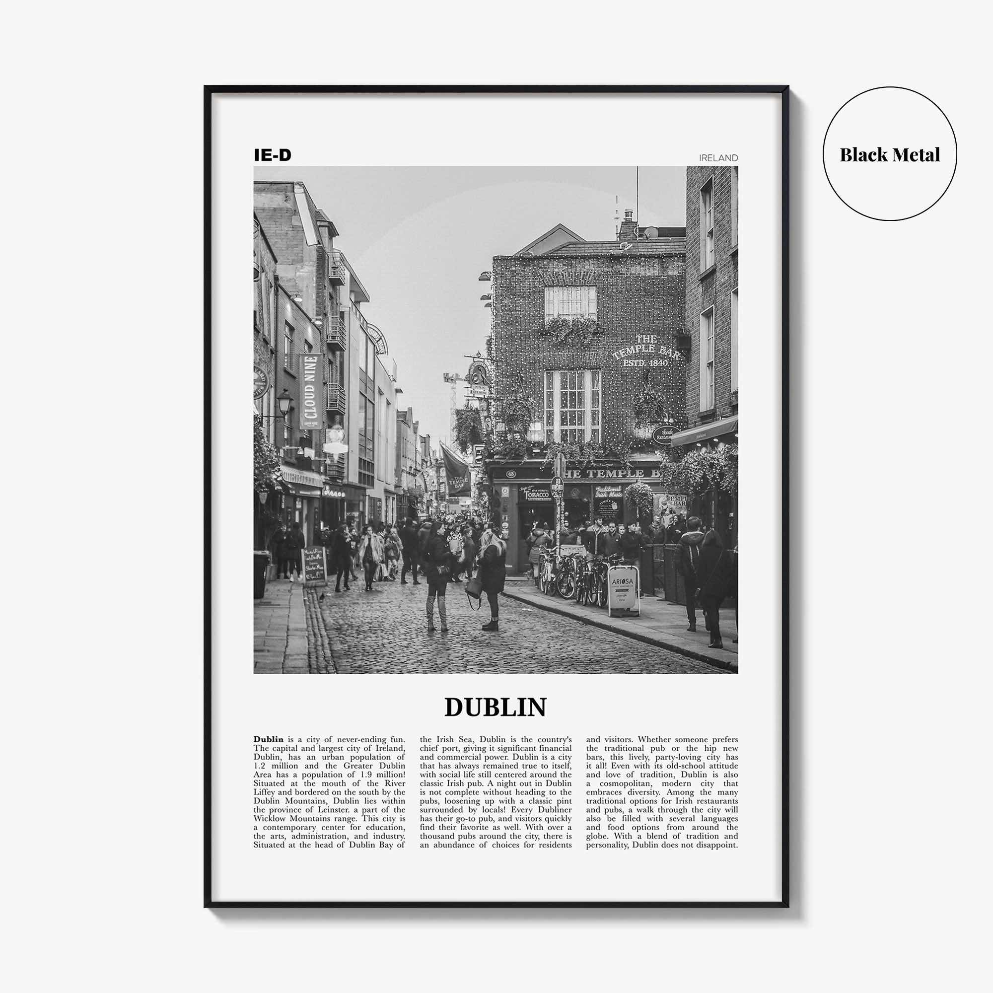 Dublin Print Black and White No 1, Dublin Wall Art, Dublin Poster, Dublin Photo, Dublin Wall Decor, City Art Print, Ireland, Leinster