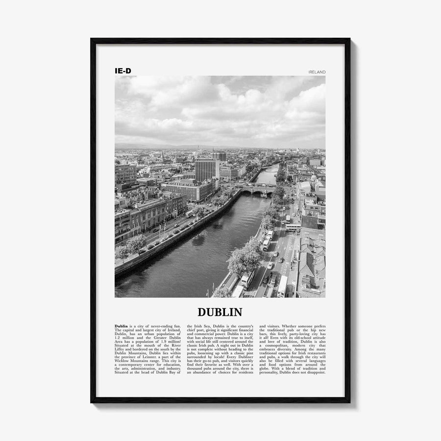 Dublin Print Black and White No 2, Dublin Wall Art, Dublin Poster, Dublin Photo, Dublin Wall Decor, City Art Print, Ireland, Leinster