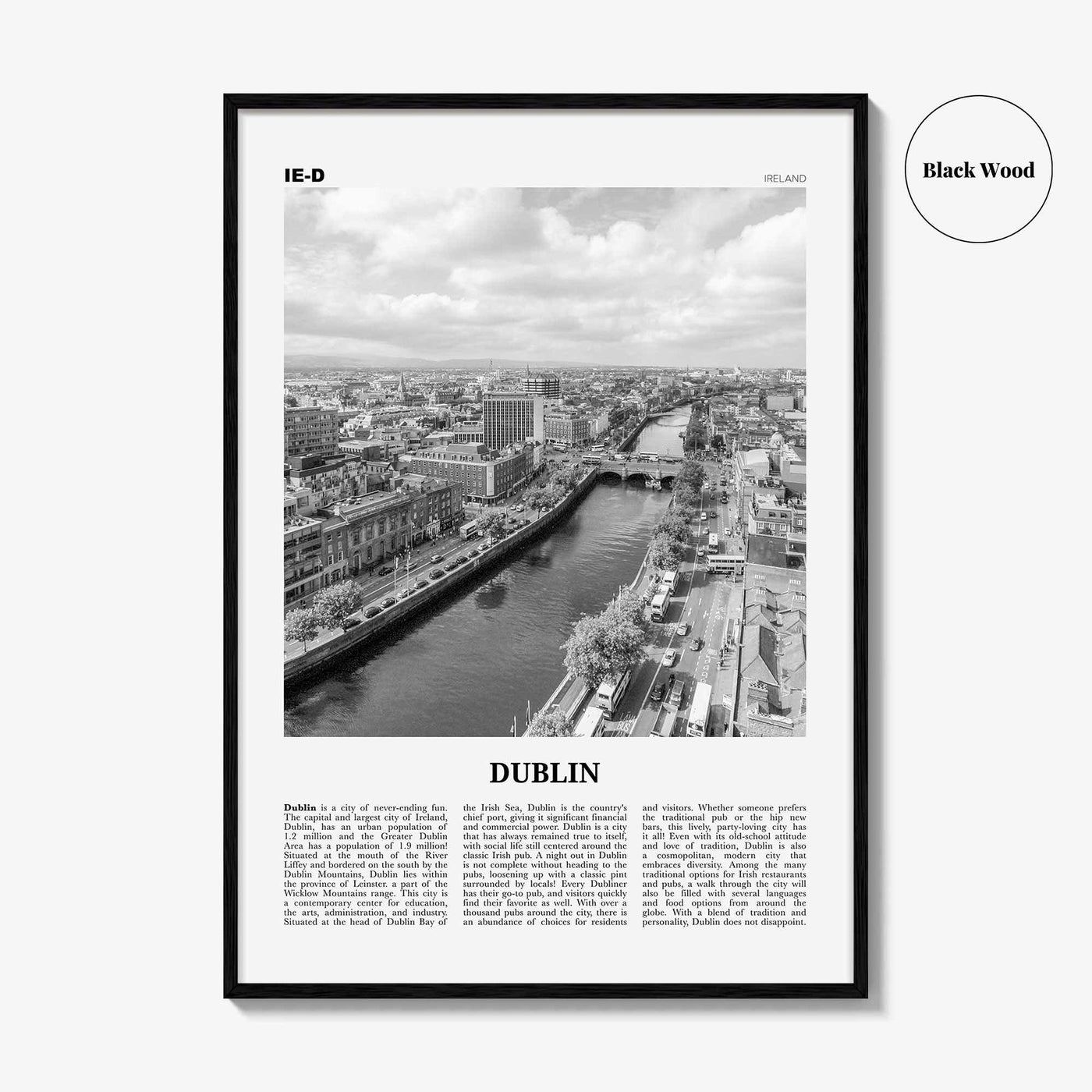 Dublin Print Black and White No 2, Dublin Wall Art, Dublin Poster, Dublin Photo, Dublin Wall Decor, City Art Print, Ireland, Leinster
