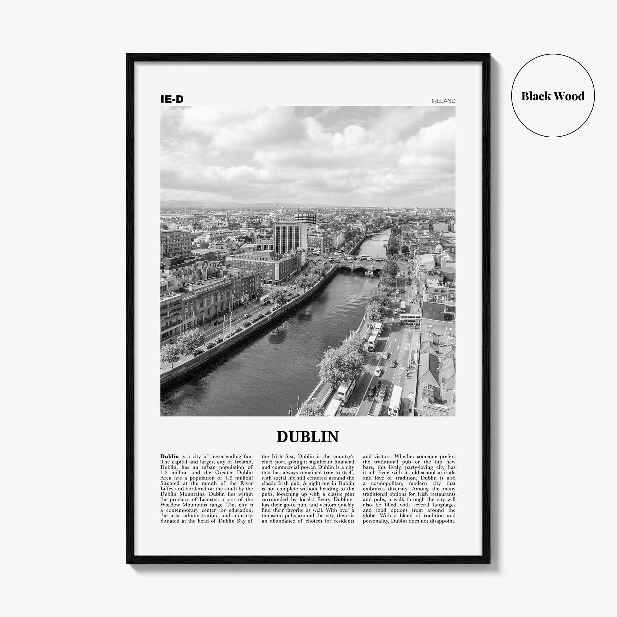 Dublin Print Black and White No 2, Dublin Wall Art, Dublin Poster, Dublin Photo, Dublin Wall Decor, City Art Print, Ireland, Leinster