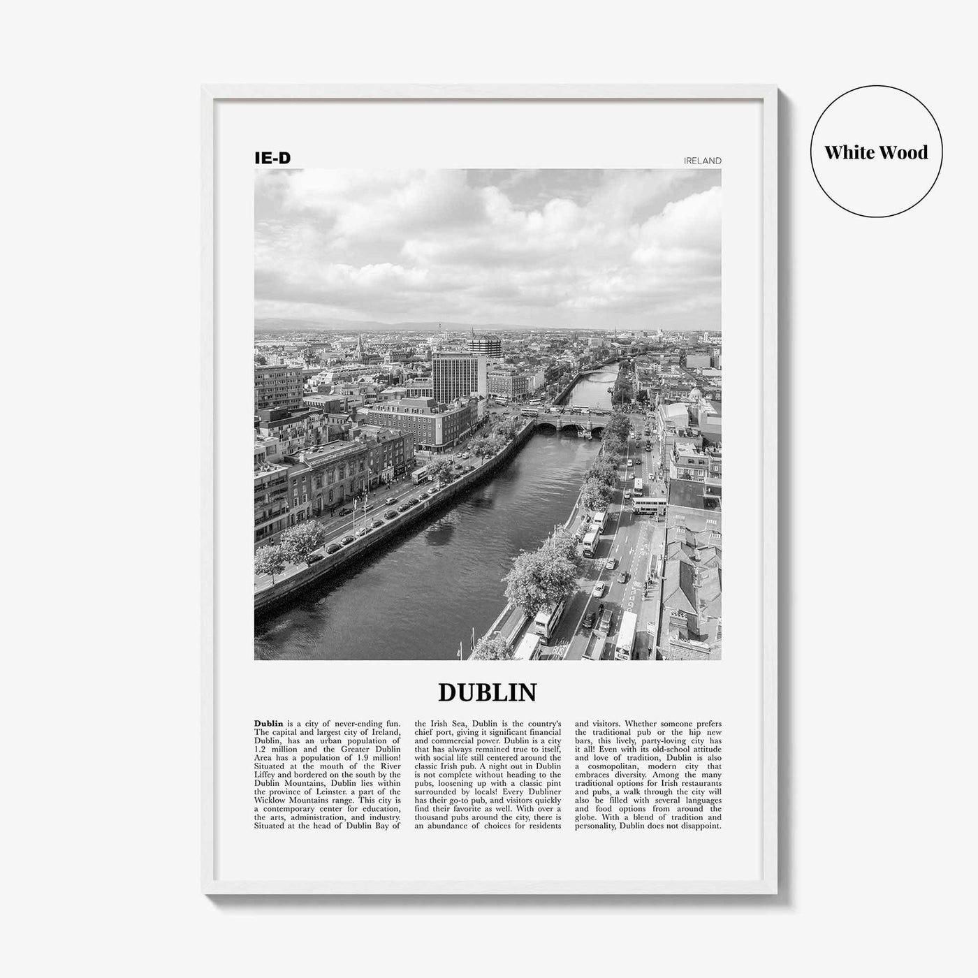 Dublin Print Black and White No 2, Dublin Wall Art, Dublin Poster, Dublin Photo, Dublin Wall Decor, City Art Print, Ireland, Leinster