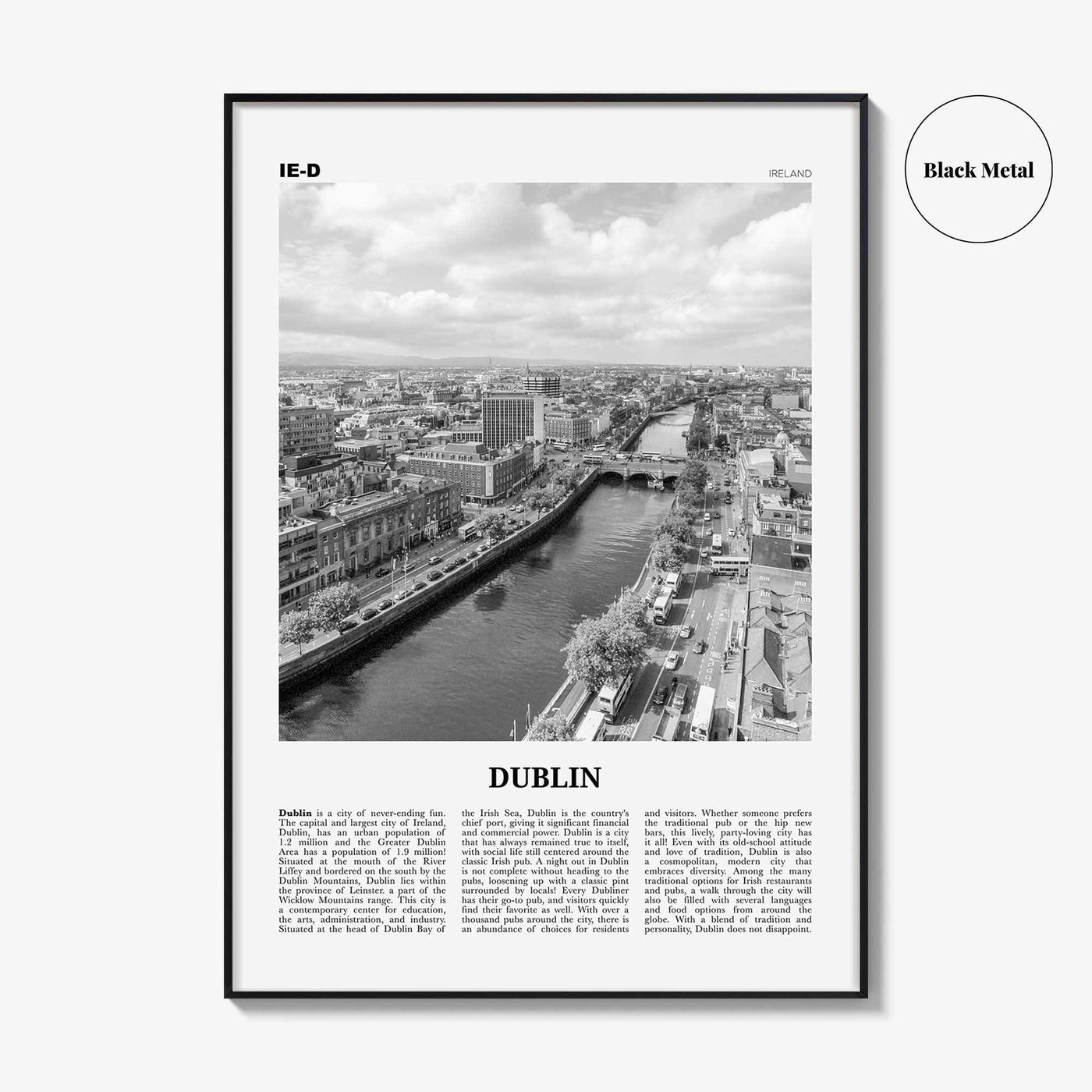 Dublin Print Black and White No 2, Dublin Wall Art, Dublin Poster, Dublin Photo, Dublin Wall Decor, City Art Print, Ireland, Leinster