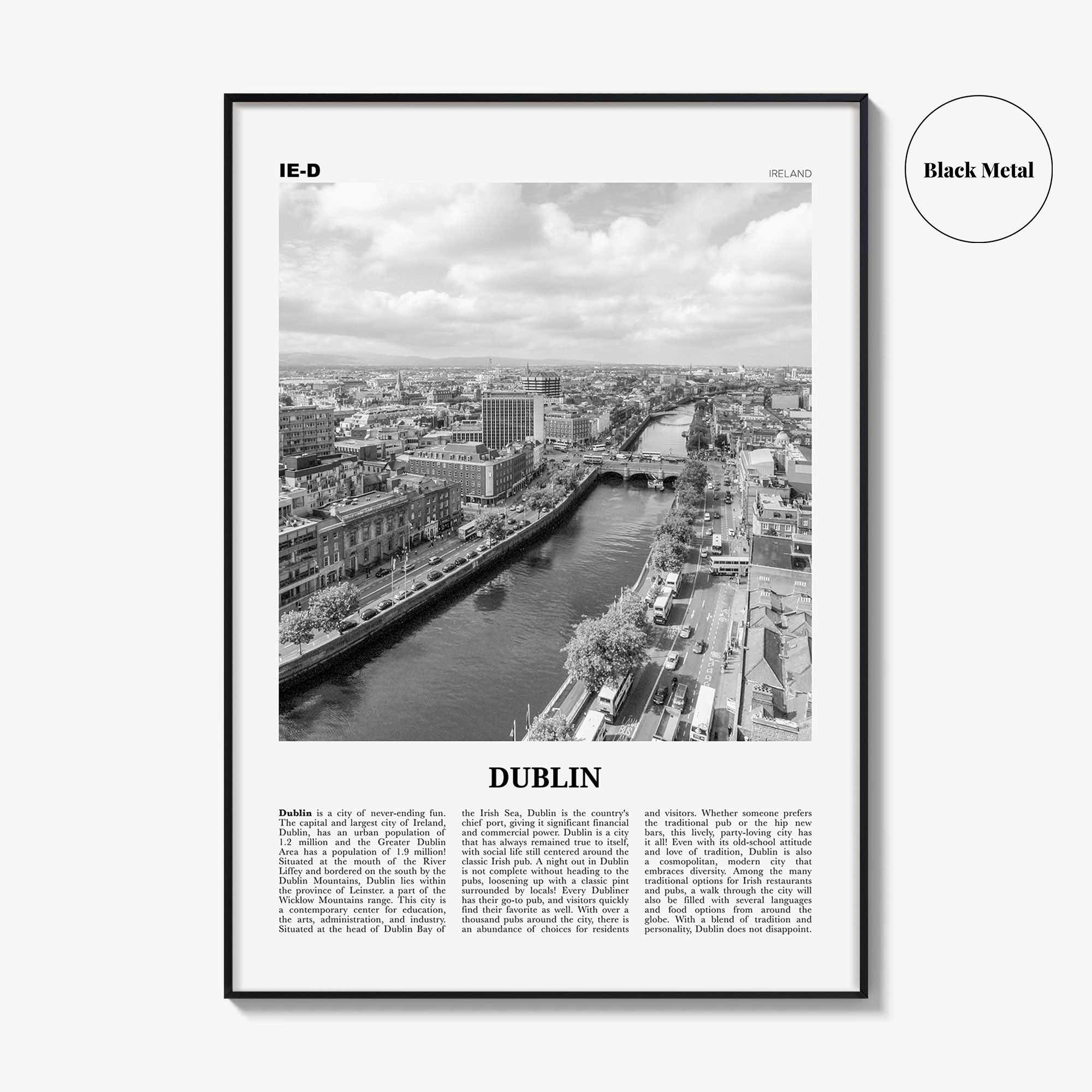Dublin Print Black and White No 2, Dublin Wall Art, Dublin Poster, Dublin Photo, Dublin Wall Decor, City Art Print, Ireland, Leinster