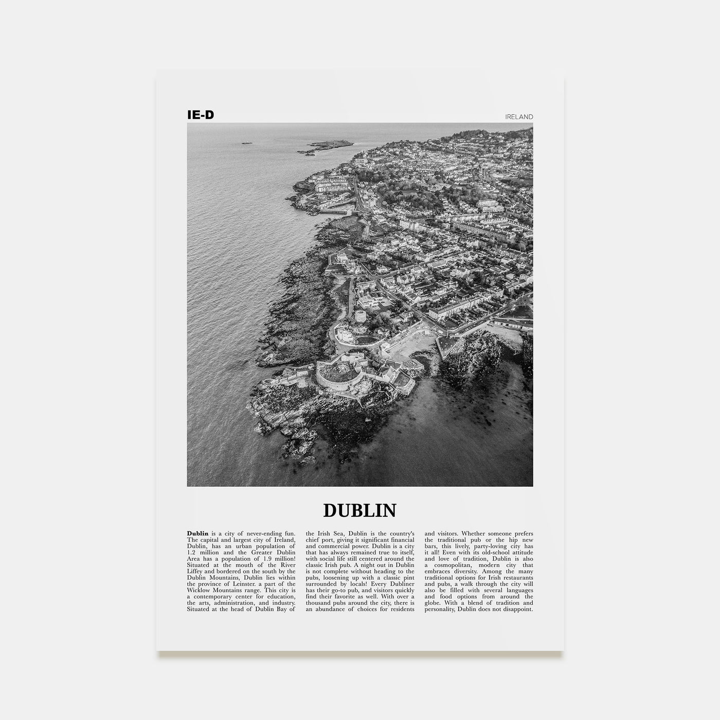 Dublin Travel B&W No 3 Poster