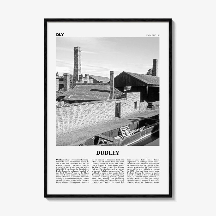 Dudley Print Black and White, Dudley Wall Art, Dudley Poster, Dudley Photo, Dudley Wall Décor, Dudley Map, England