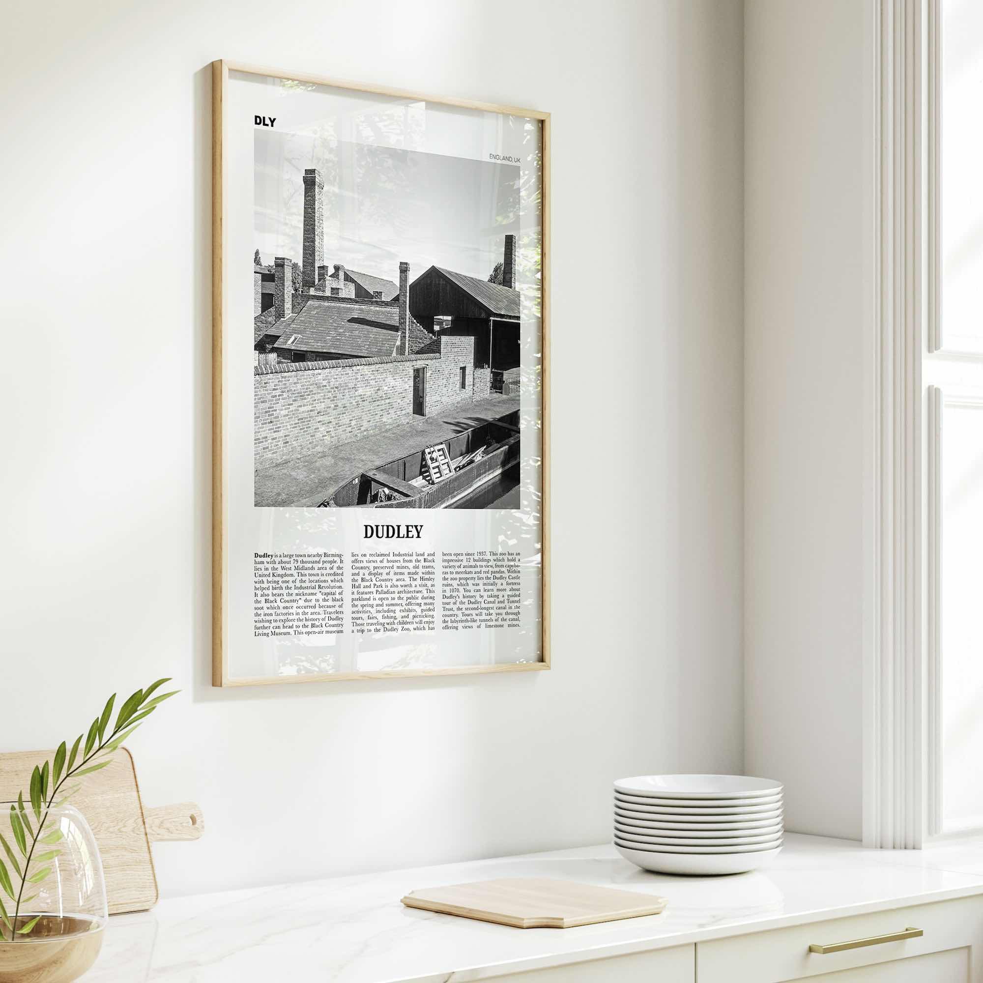 Dudley Print Black and White, Dudley Wall Art, Dudley Poster, Dudley Photo, Dudley Wall Décor, Dudley Map, England