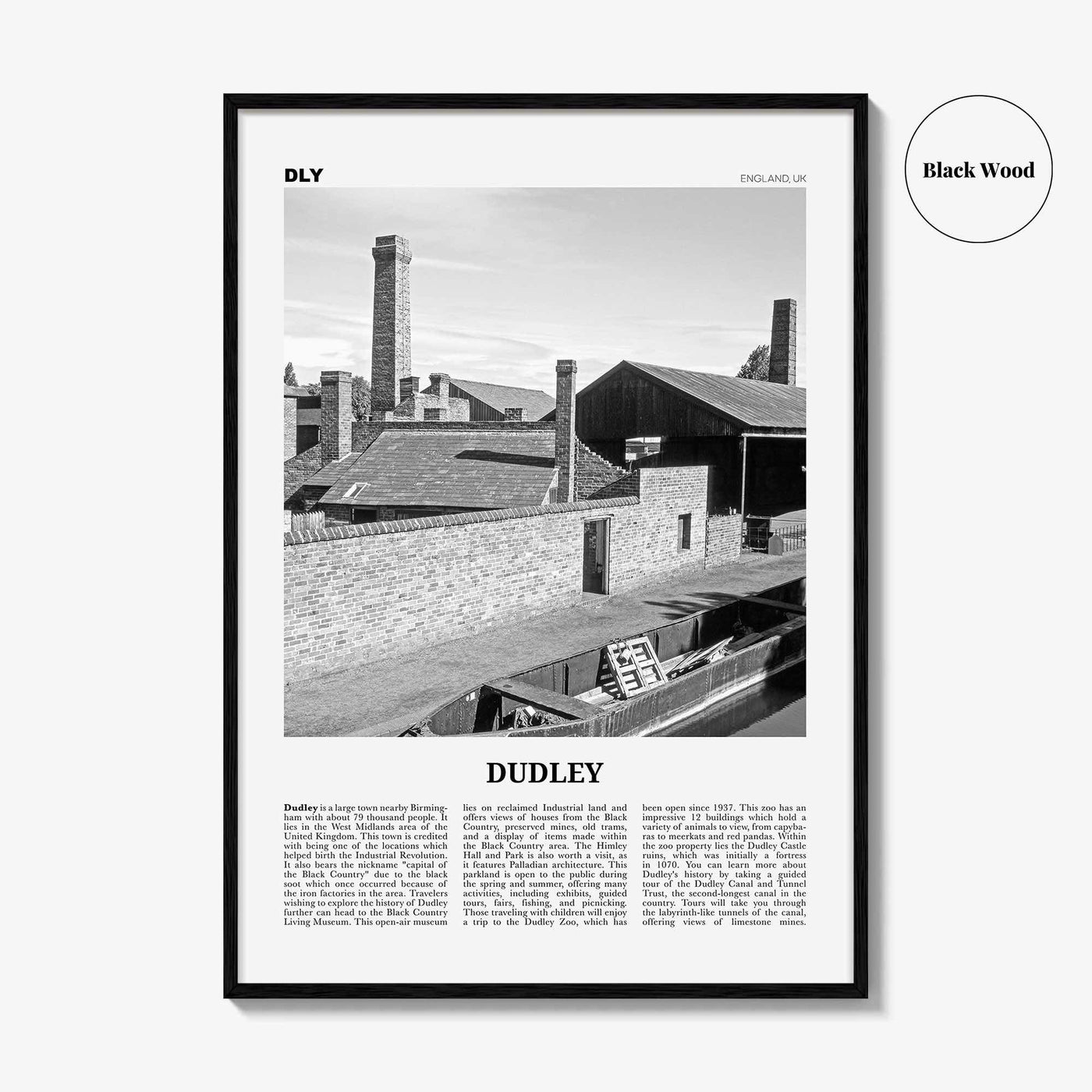 Dudley Print Black and White, Dudley Wall Art, Dudley Poster, Dudley Photo, Dudley Wall Décor, Dudley Map, England