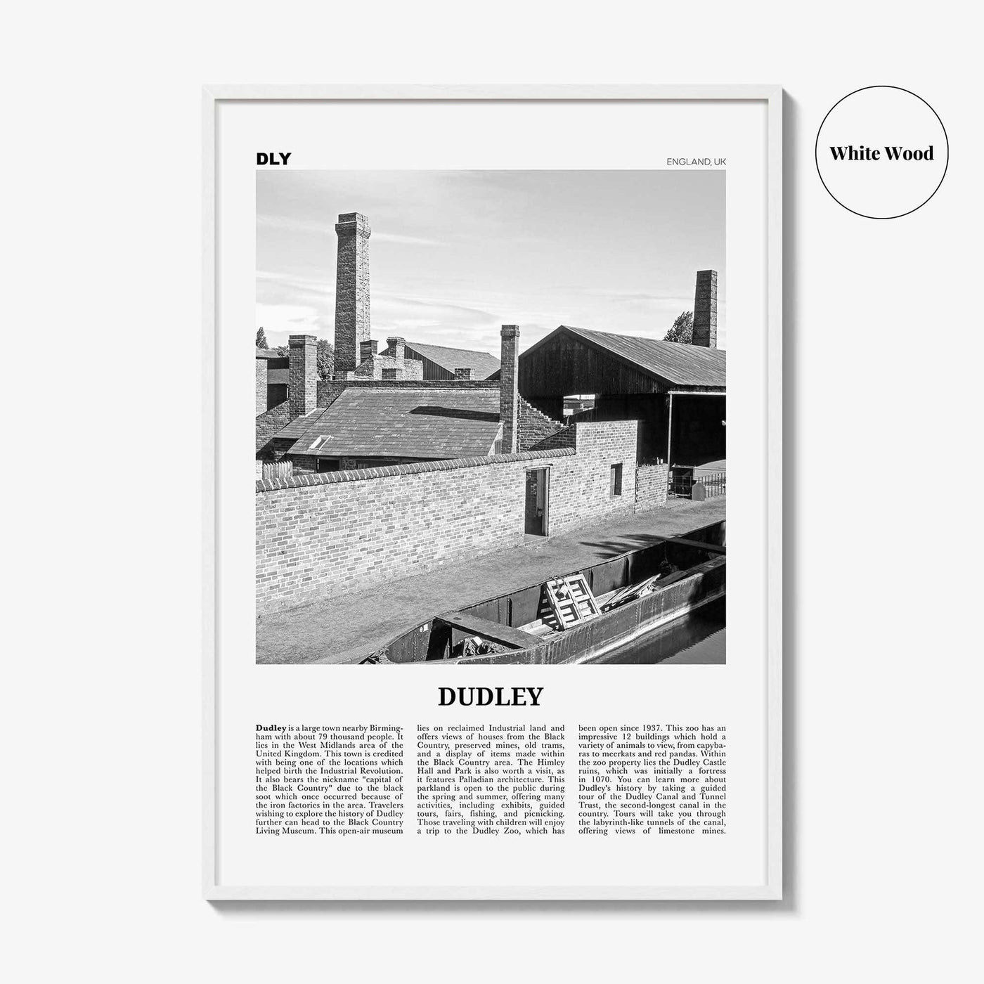 Dudley Print Black and White, Dudley Wall Art, Dudley Poster, Dudley Photo, Dudley Wall Décor, Dudley Map, England