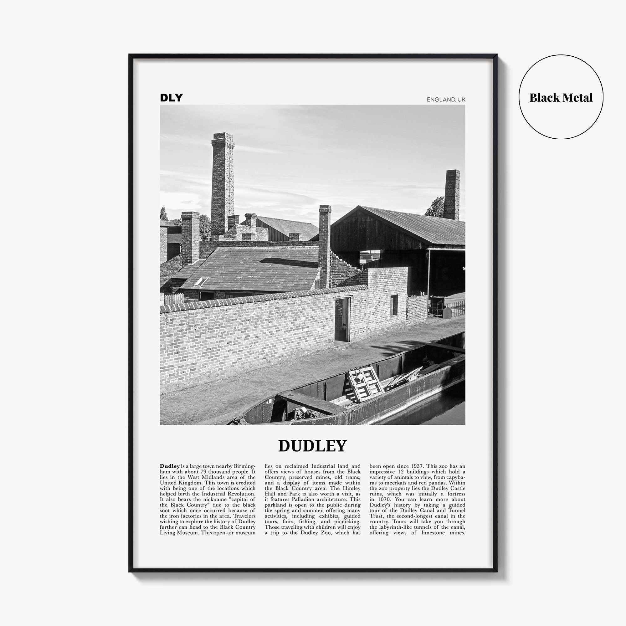 Dudley Print Black and White, Dudley Wall Art, Dudley Poster, Dudley Photo, Dudley Wall Décor, Dudley Map, England