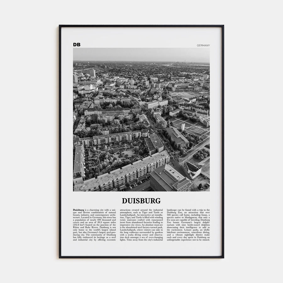 Duisburg Travel B&W Poster