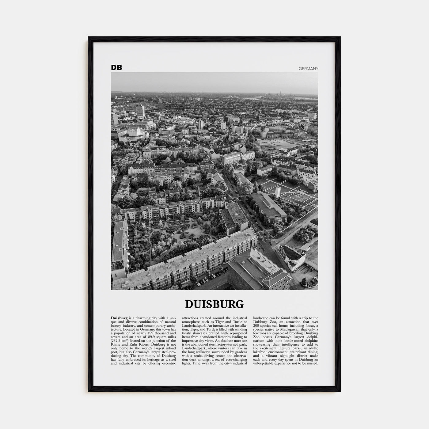 Duisburg Travel B&W Poster