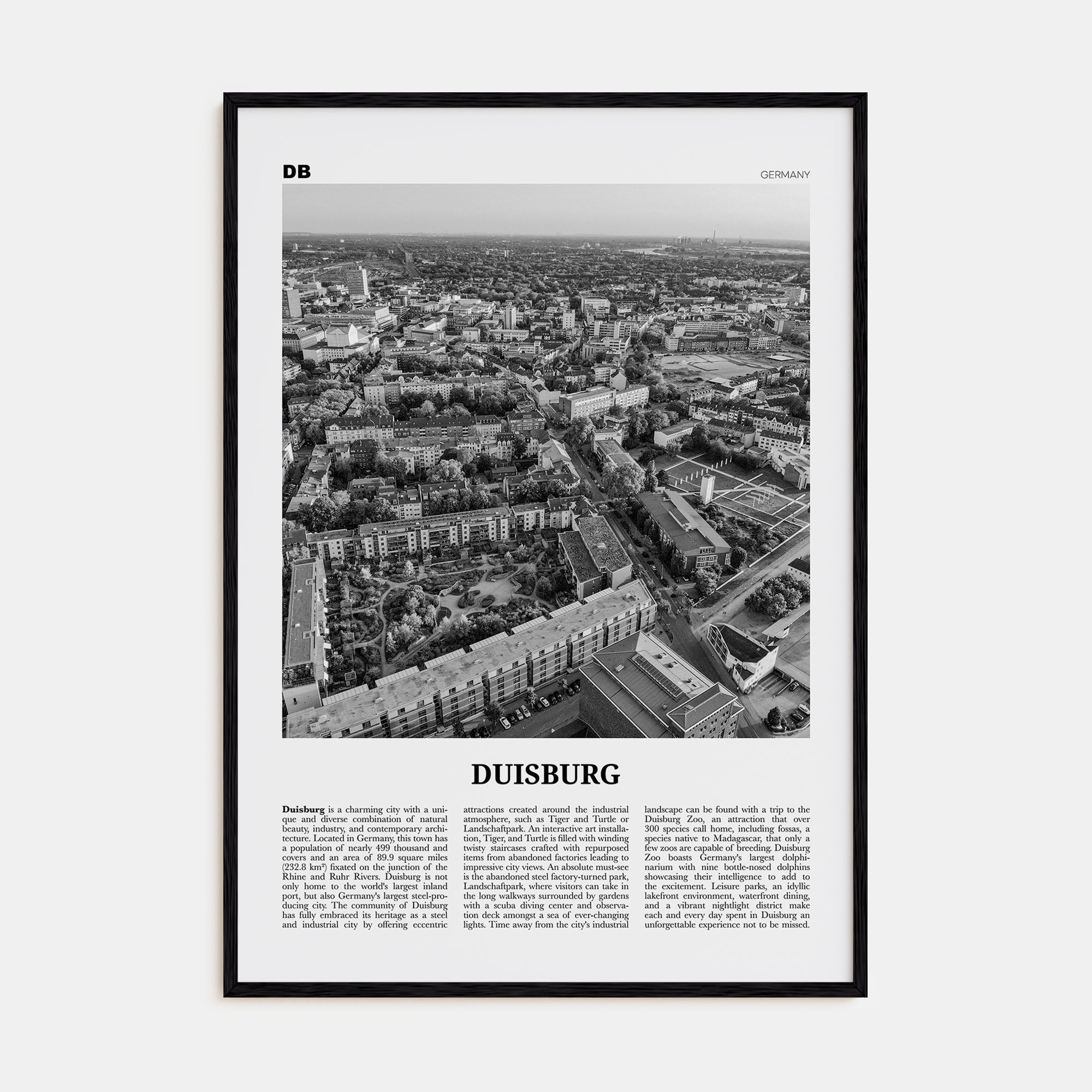 Duisburg Travel B&W Poster