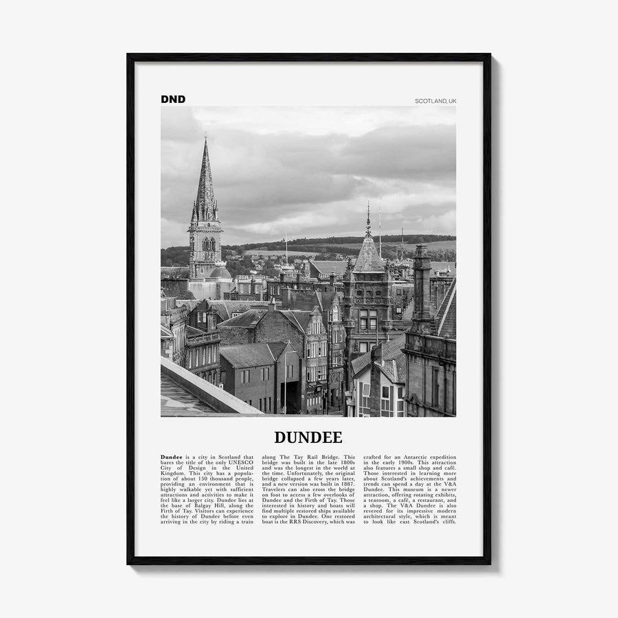 Dundee Print Black and White, Dundee Wall Art, Dundee Poster, Dundee Photo, Dundee Wall Décor, Dundee Map, Scotland, UK