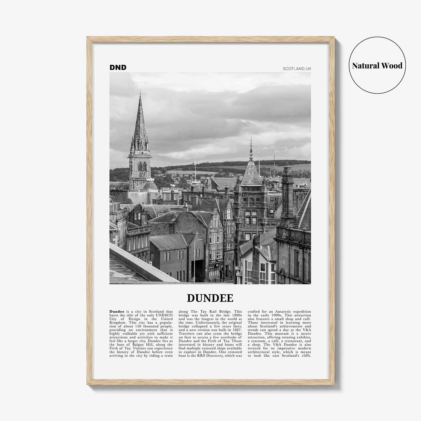 Dundee Print Black and White, Dundee Wall Art, Dundee Poster, Dundee Photo, Dundee Wall Décor, Dundee Map, Scotland, UK