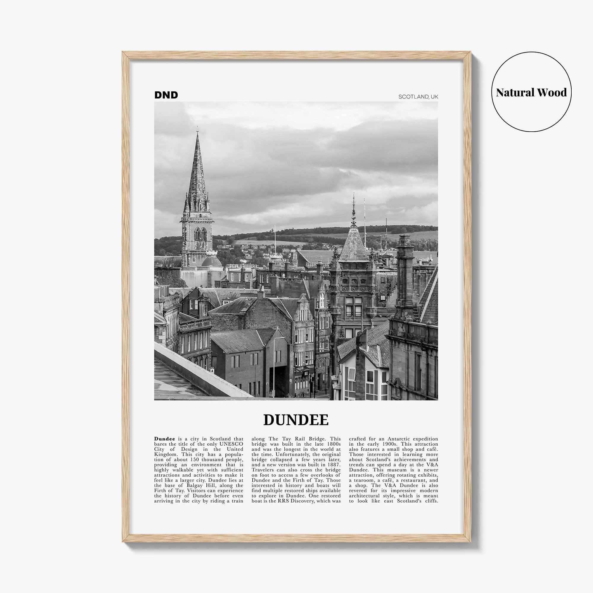 Dundee Print Black and White, Dundee Wall Art, Dundee Poster, Dundee Photo, Dundee Wall Décor, Dundee Map, Scotland, UK
