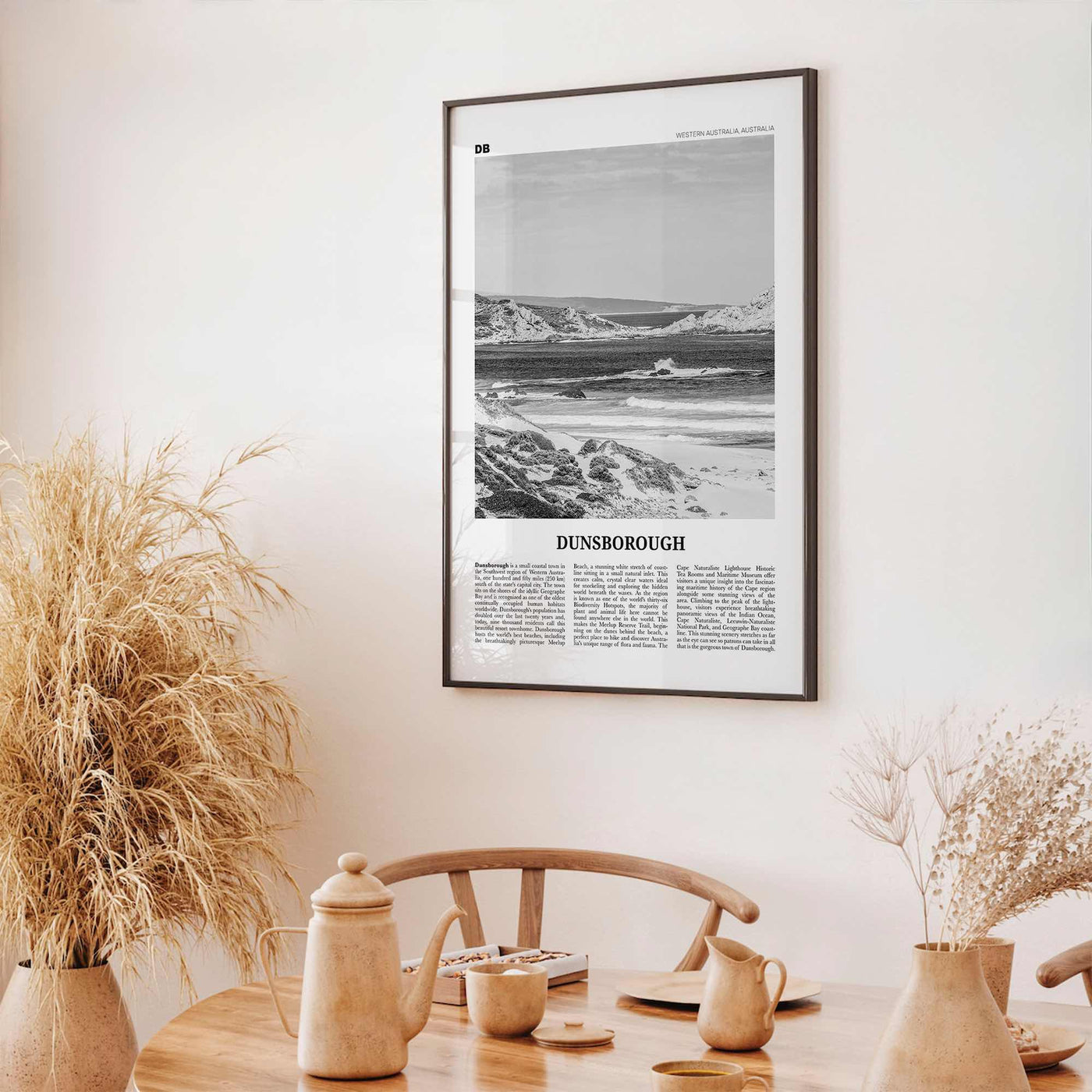 Dunsborough Print Black and White, Dunsborough Wall Art, Dunsborough Poster, Dunsborough Photo, Dunsborough Map, Western Australia