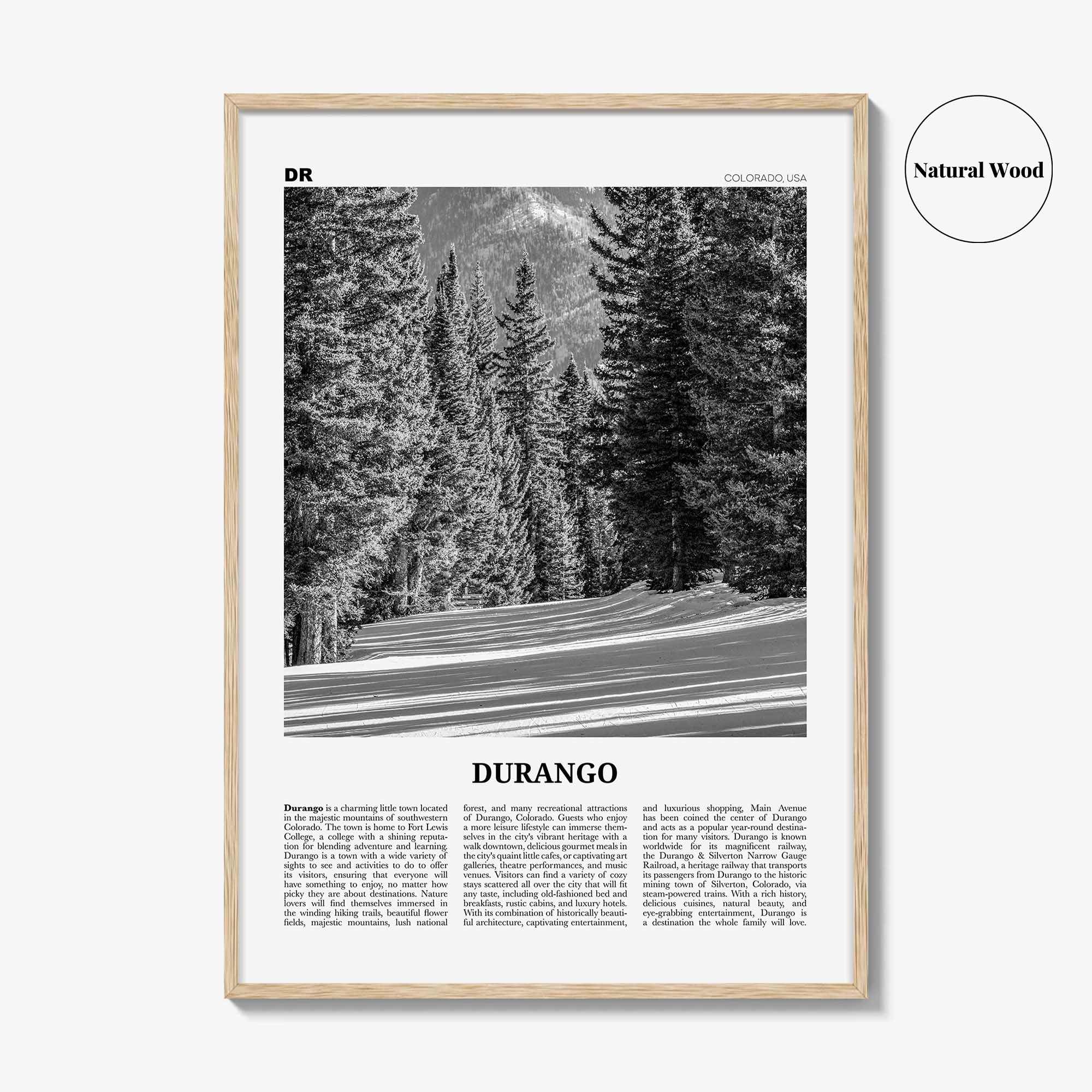 Durango Print Black and White Colorado, Durango Wall Art, Durango Poster, Durango Photo, Durango Décor, USA, United States, North America