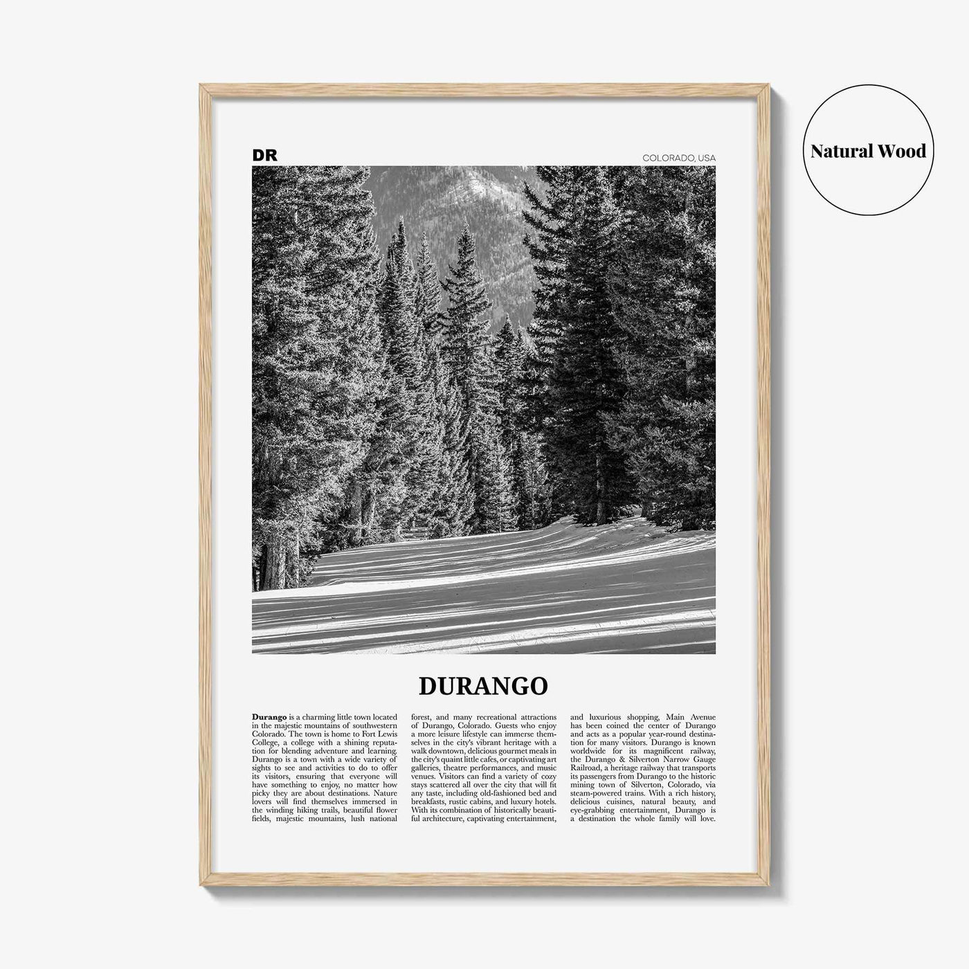 Durango Print Black and White Colorado, Durango Wall Art, Durango Poster, Durango Photo, Durango Décor, USA, United States, North America