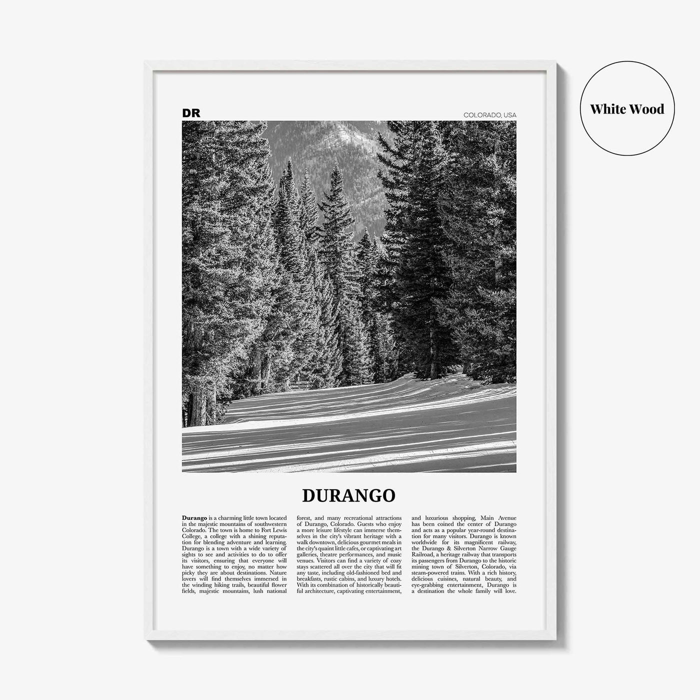 Durango Print Black and White Colorado, Durango Wall Art, Durango Poster, Durango Photo, Durango Décor, USA, United States, North America