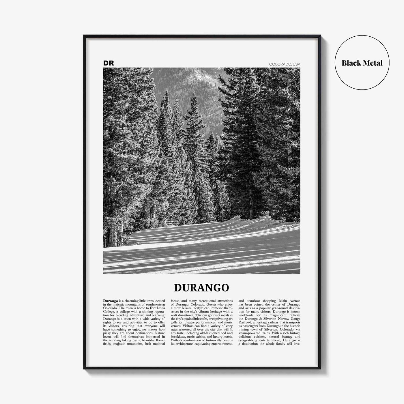 Durango Print Black and White Colorado, Durango Wall Art, Durango Poster, Durango Photo, Durango Décor, USA, United States, North America