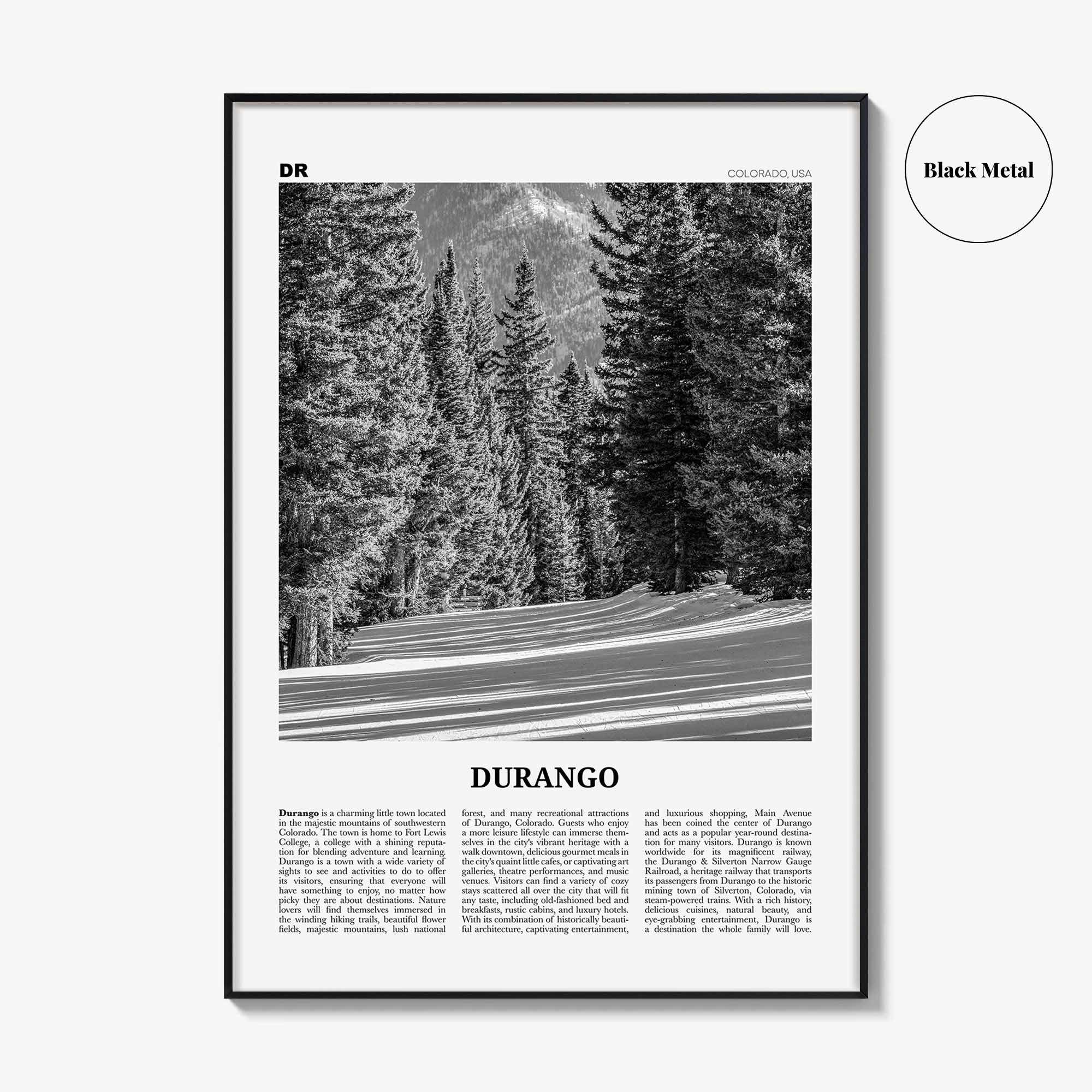Durango Print Black and White Colorado, Durango Wall Art, Durango Poster, Durango Photo, Durango Décor, USA, United States, North America