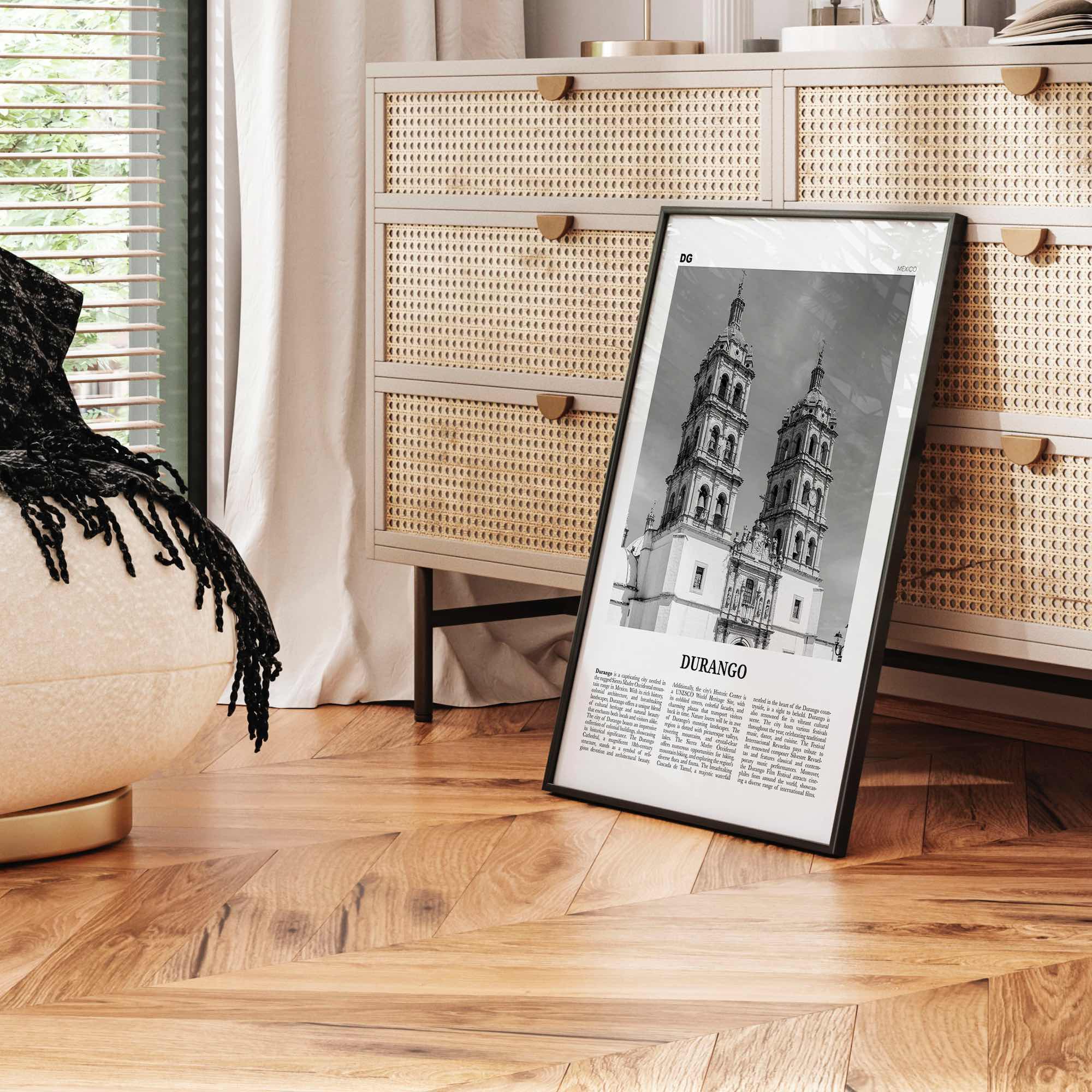 Durango Print Black and White Mexico, Durango Wall Art, Durango Poster, Durango Photo, Durango Wall Décor, Durango Map