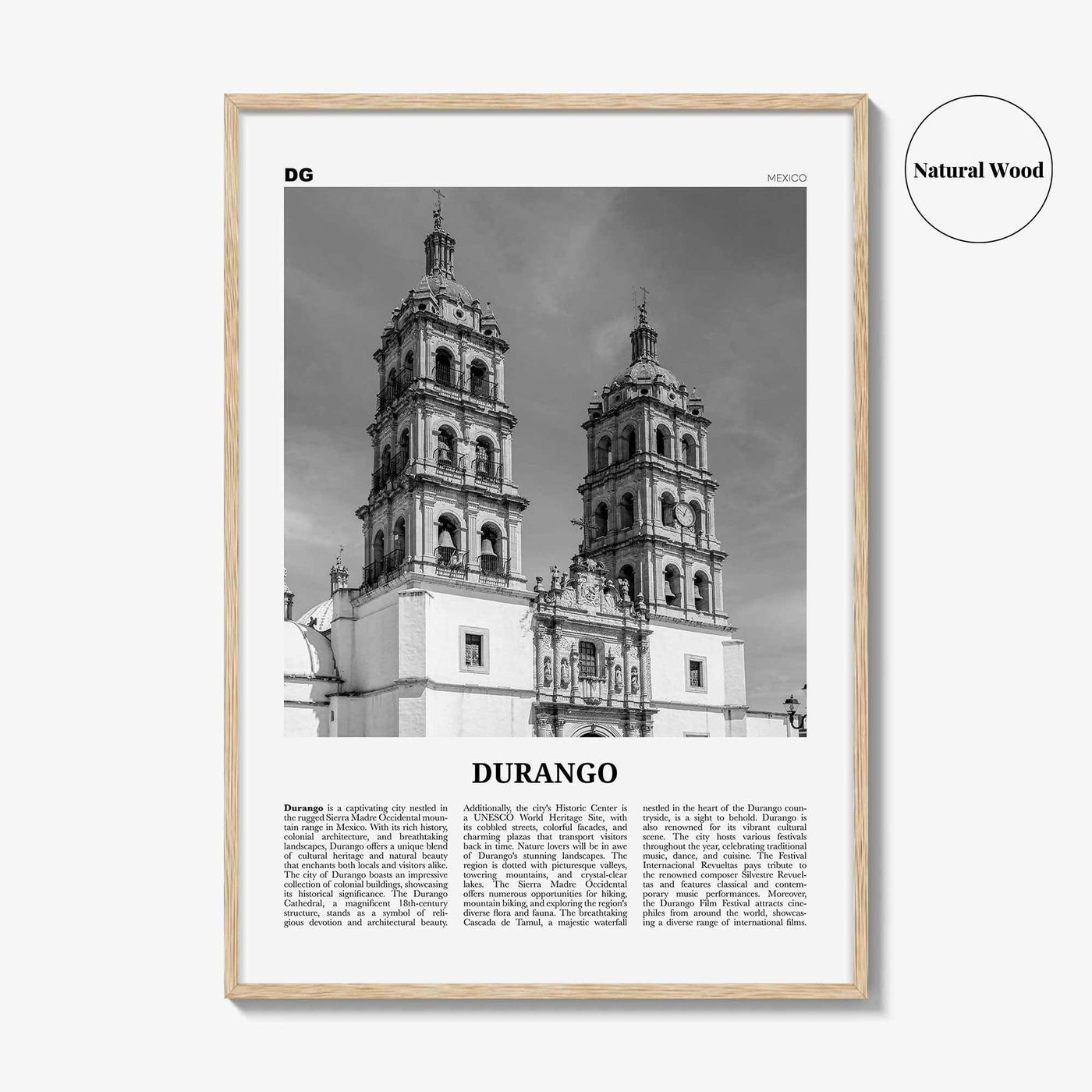 Durango Print Black and White Mexico, Durango Wall Art, Durango Poster, Durango Photo, Durango Wall Décor, Durango Map