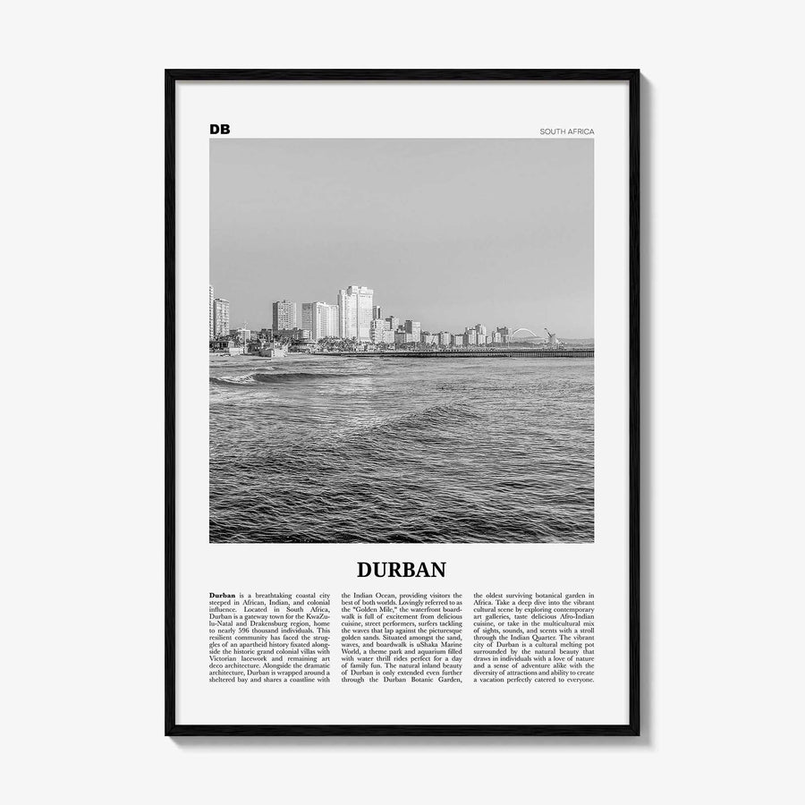 Durban Print Black and White, Durban Wall Art, Durban Poster, Durban Photo, Durban Wall Décor, South Africa, KwaZulu-Natal, eThekwini
