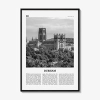 Durham Print Black and White England, Durham Wall Art, Durham Poster, Durham Photo, Durham Wall Décor, Durham Map, UK