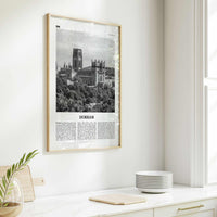 Durham Print Black and White England, Durham Wall Art, Durham Poster, Durham Photo, Durham Wall Décor, Durham Map, UK