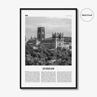 Durham Print Black and White England, Durham Wall Art, Durham Poster, Durham Photo, Durham Wall Décor, Durham Map, UK
