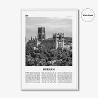 Durham Print Black and White England, Durham Wall Art, Durham Poster, Durham Photo, Durham Wall Décor, Durham Map, UK