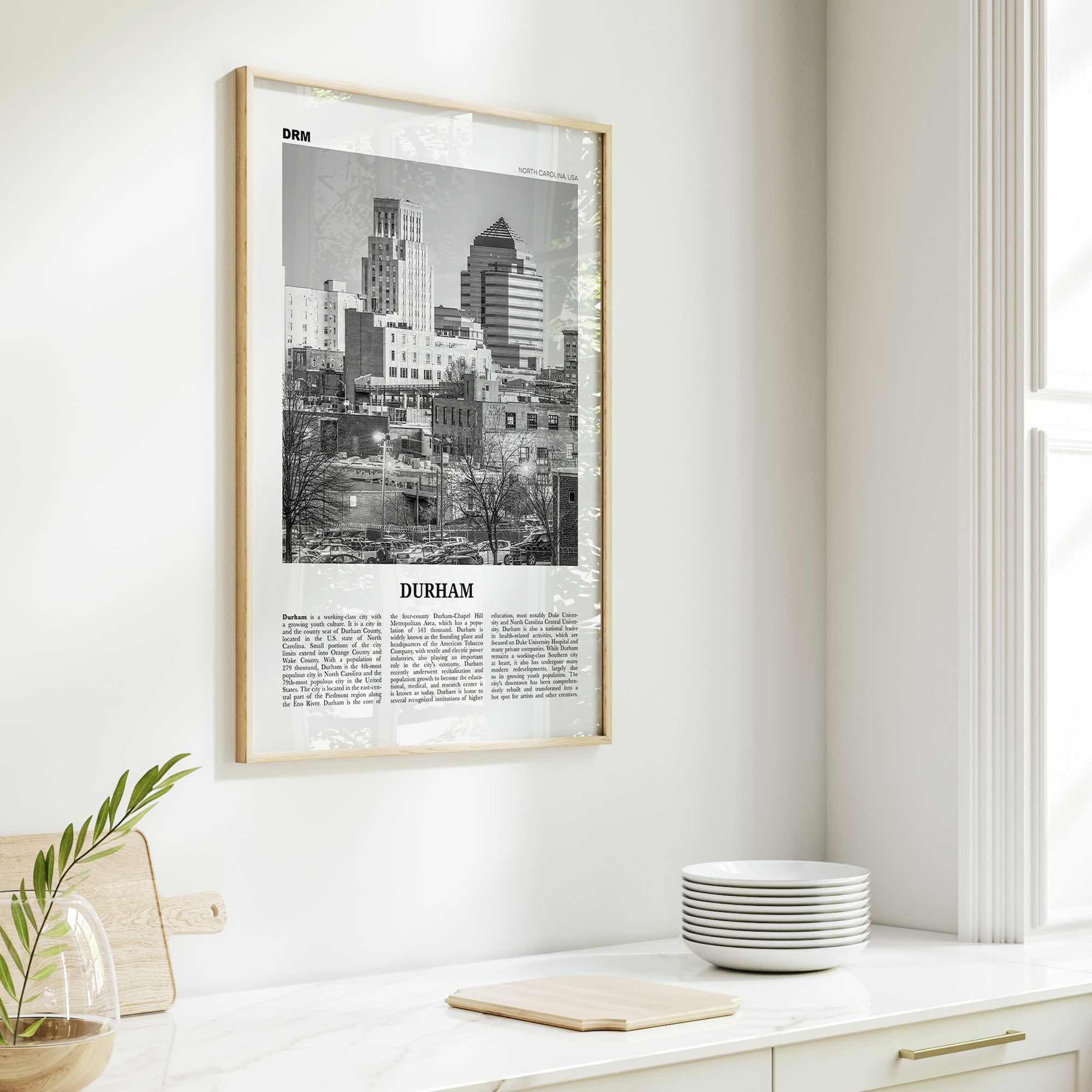 Durham Print Black and White North Carolina, Durham Wall Art, Durham Poster, Durham Photo, Durham Decor, USA, United States, North America