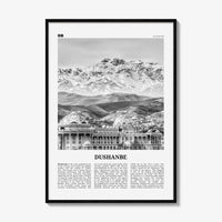 Dushanbe Print Black and White, Dushanbe Wall Art, Dushanbe Poster, Dushanbe Photo, Dushanbe Wall Décor, Dushanbe Map, Tajikistan