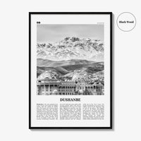 Dushanbe Print Black and White, Dushanbe Wall Art, Dushanbe Poster, Dushanbe Photo, Dushanbe Wall Décor, Dushanbe Map, Tajikistan