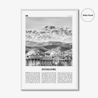 Dushanbe Print Black and White, Dushanbe Wall Art, Dushanbe Poster, Dushanbe Photo, Dushanbe Wall Décor, Dushanbe Map, Tajikistan