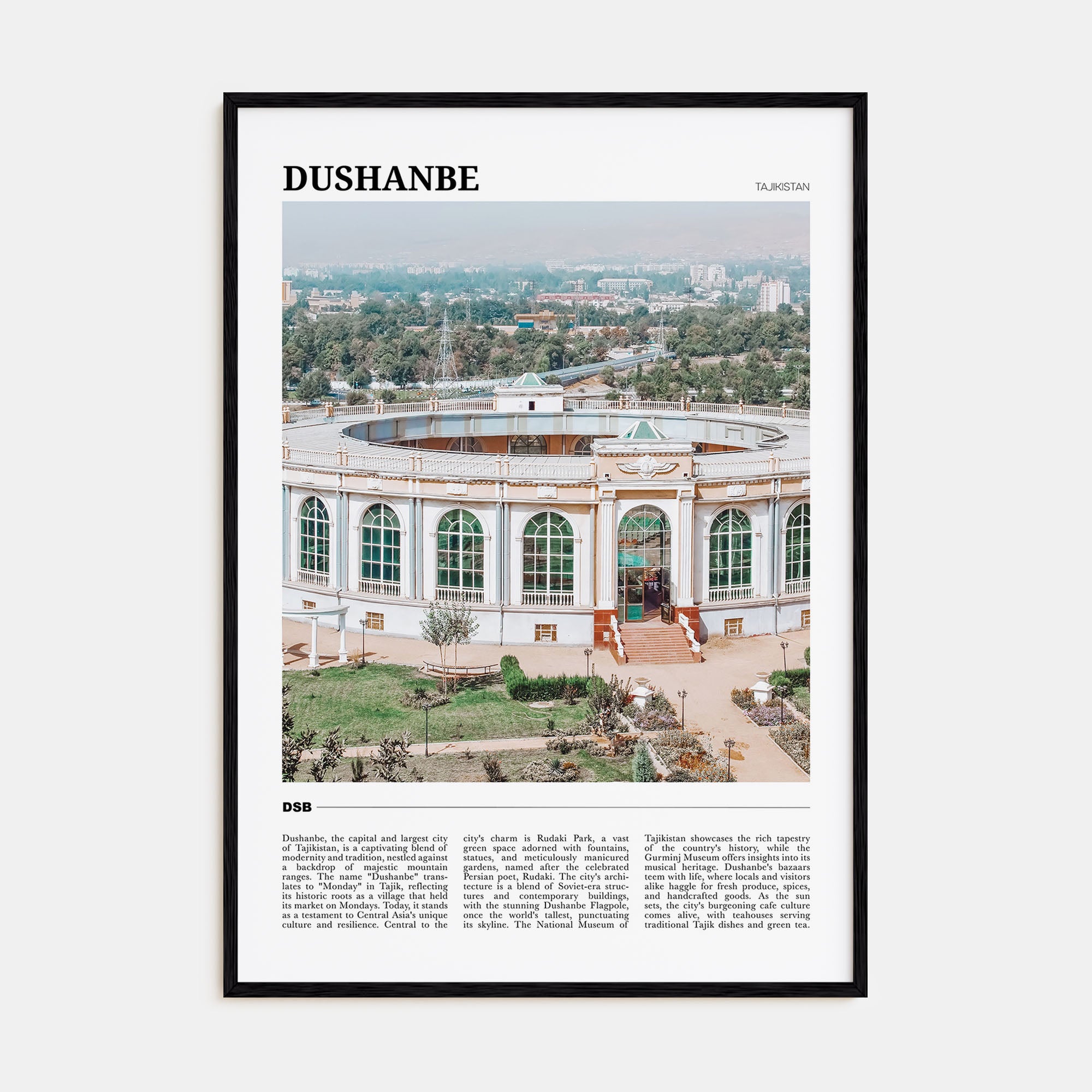 Dushanbe Travel Color Poster