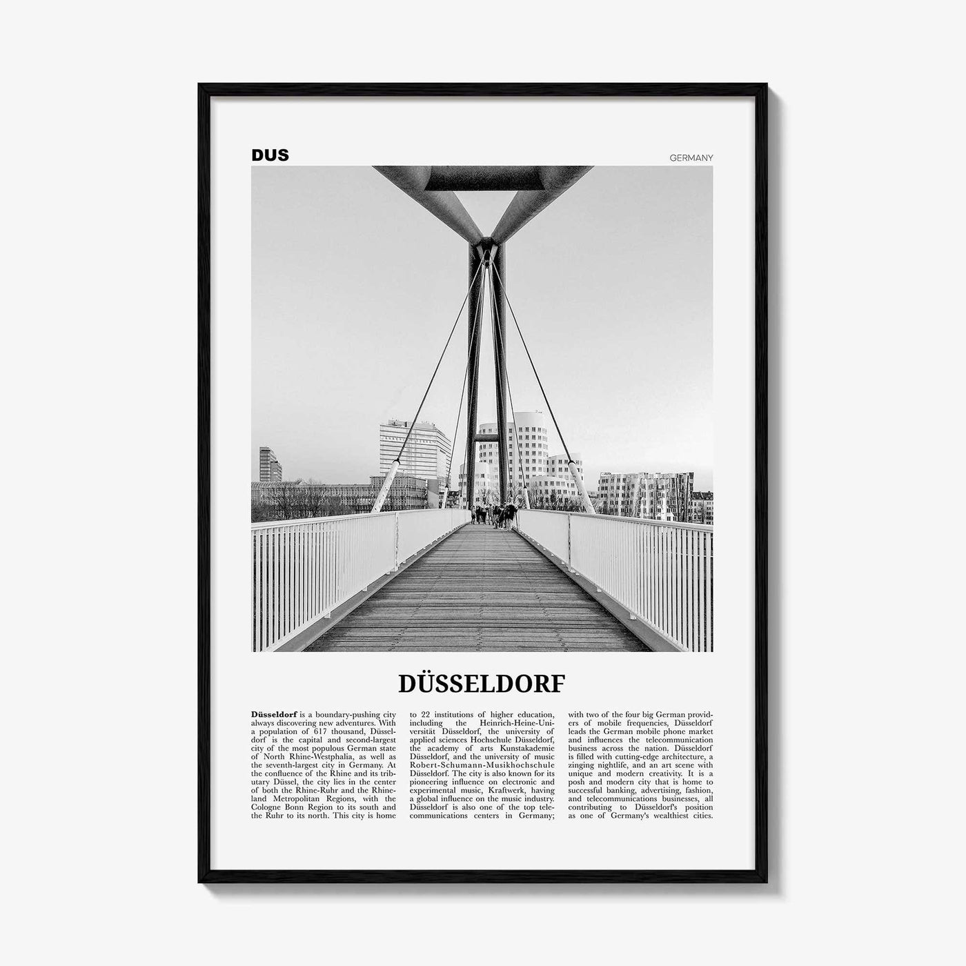 Dusseldorf Print Black and White No 2, Düsseldorf Wall Art, Düsseldorf Poster, Düsseldorf Photo, Düsseldor Decor, Germany, Deutschland
