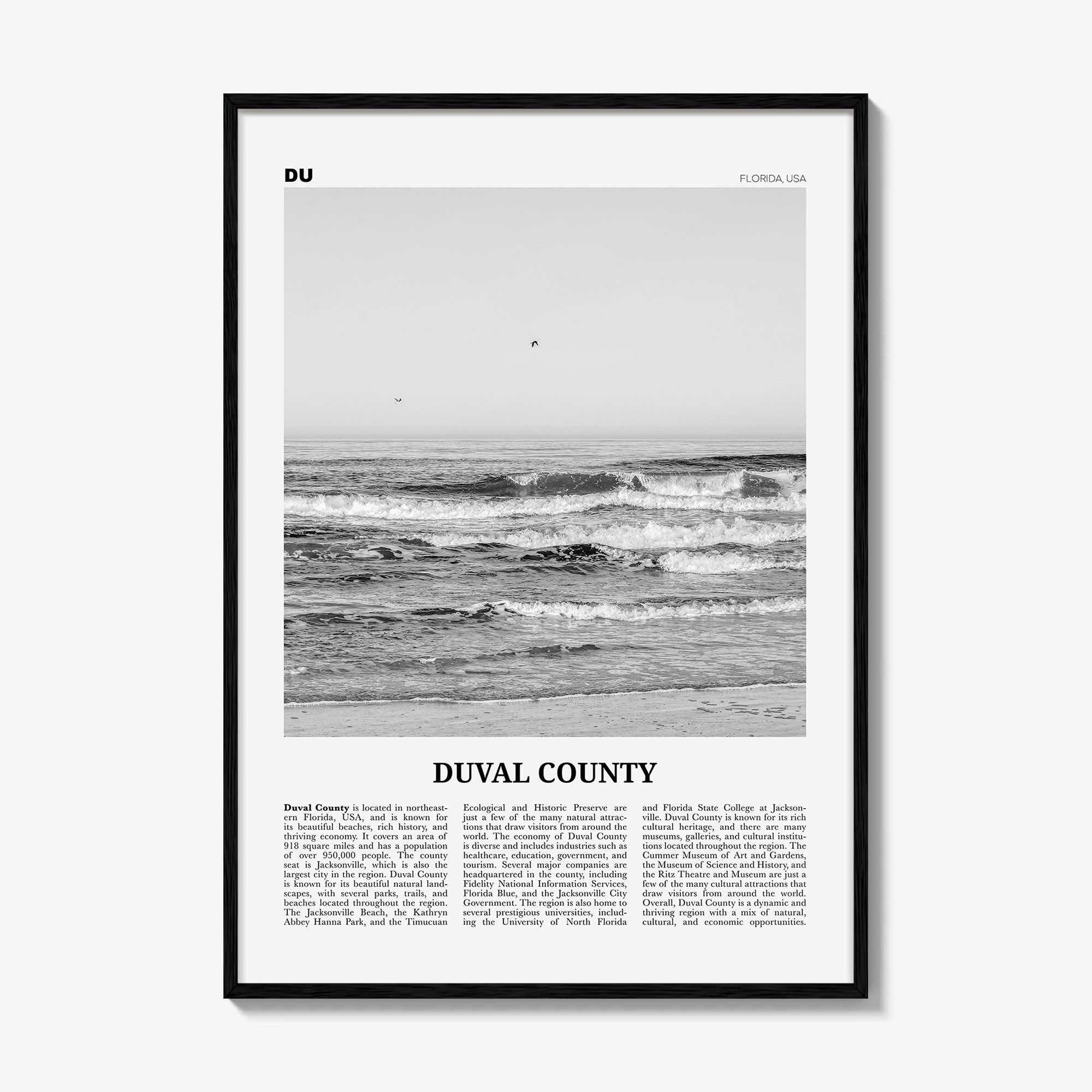 Duval County Print Black and White, Duval County Wall Art, Duval County Poster, Duval County Photo, Duval County Wall Décor, Duval Map